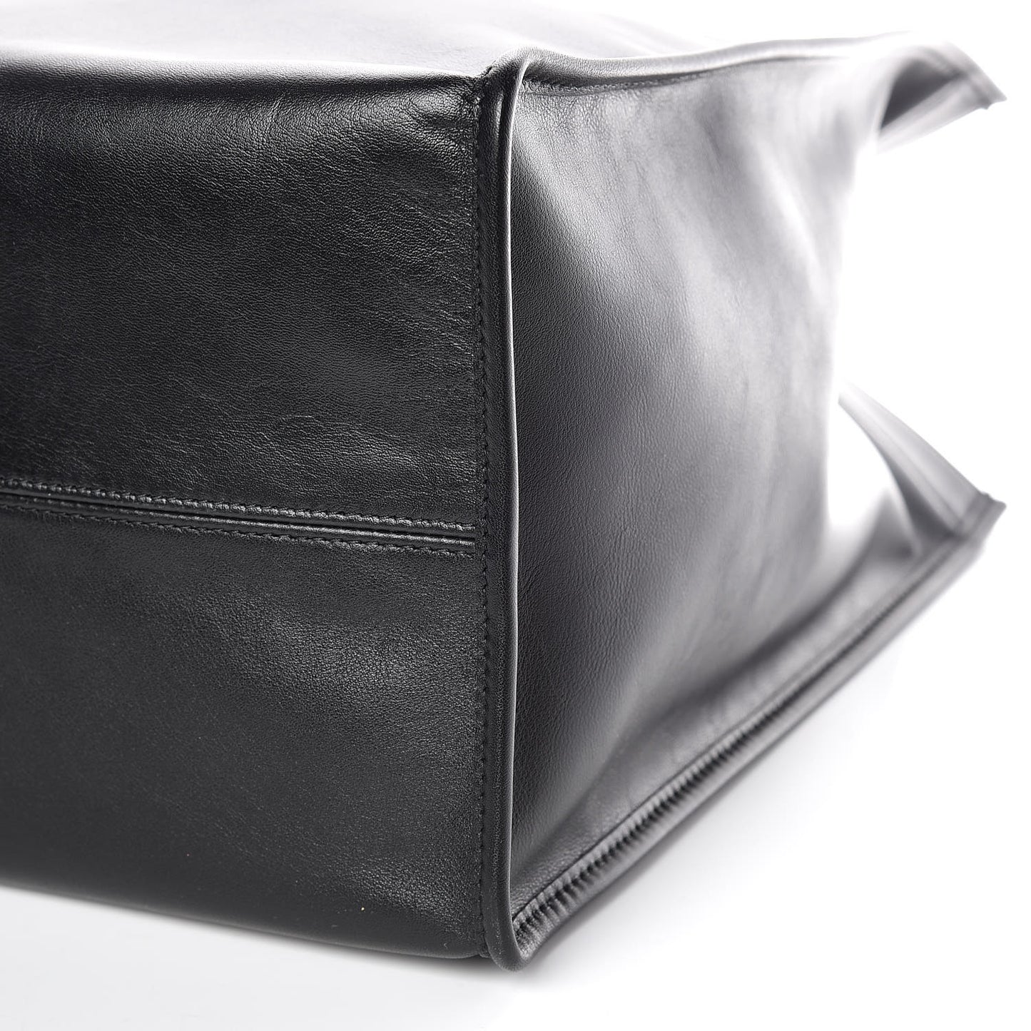 Calfskin Printed Logo Small Market Shopper Tote Black