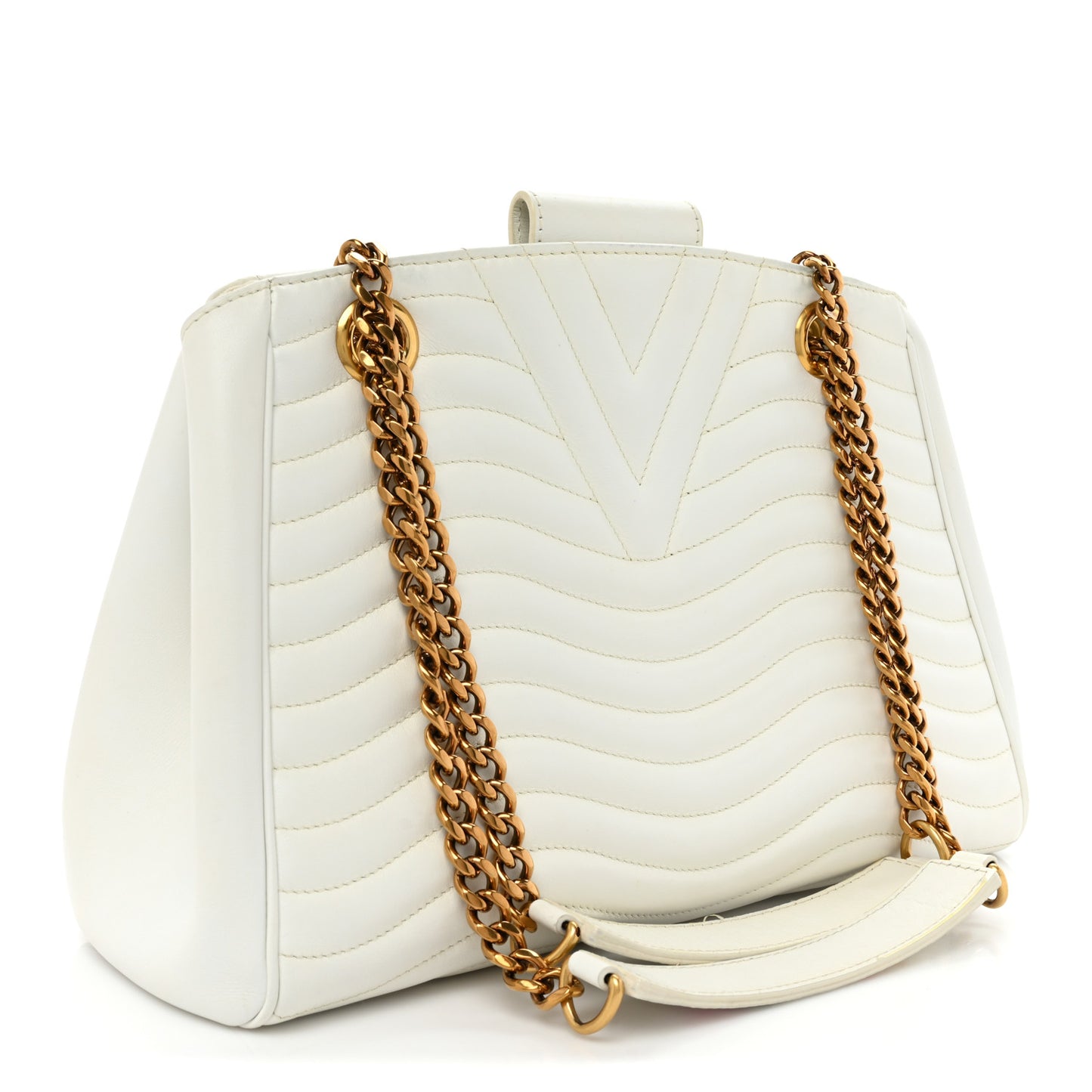 Calfskin New Wave Chain Tote Snow