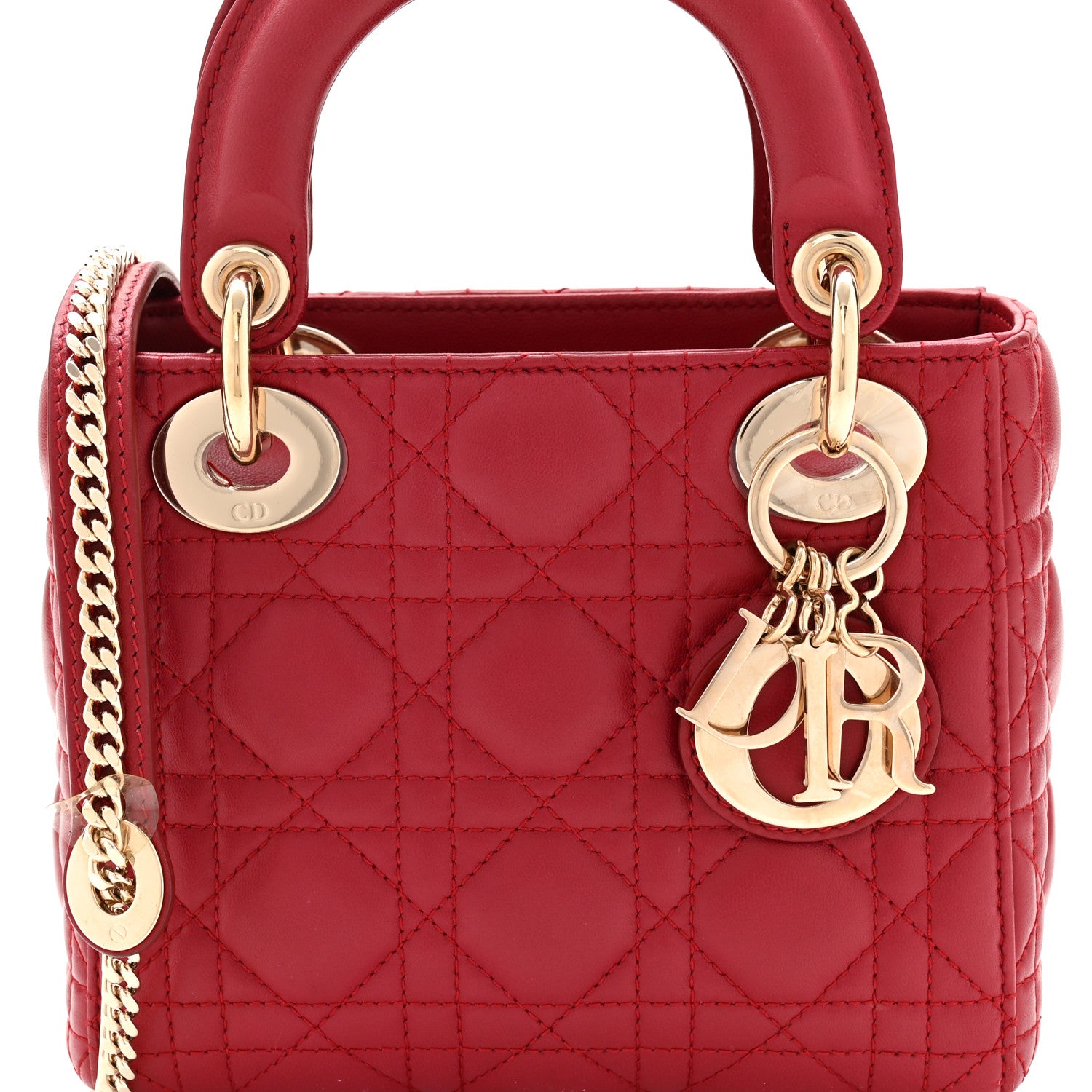 Christian Dior Lambskin Cannage Mini Lady Dior Red 8 of 11