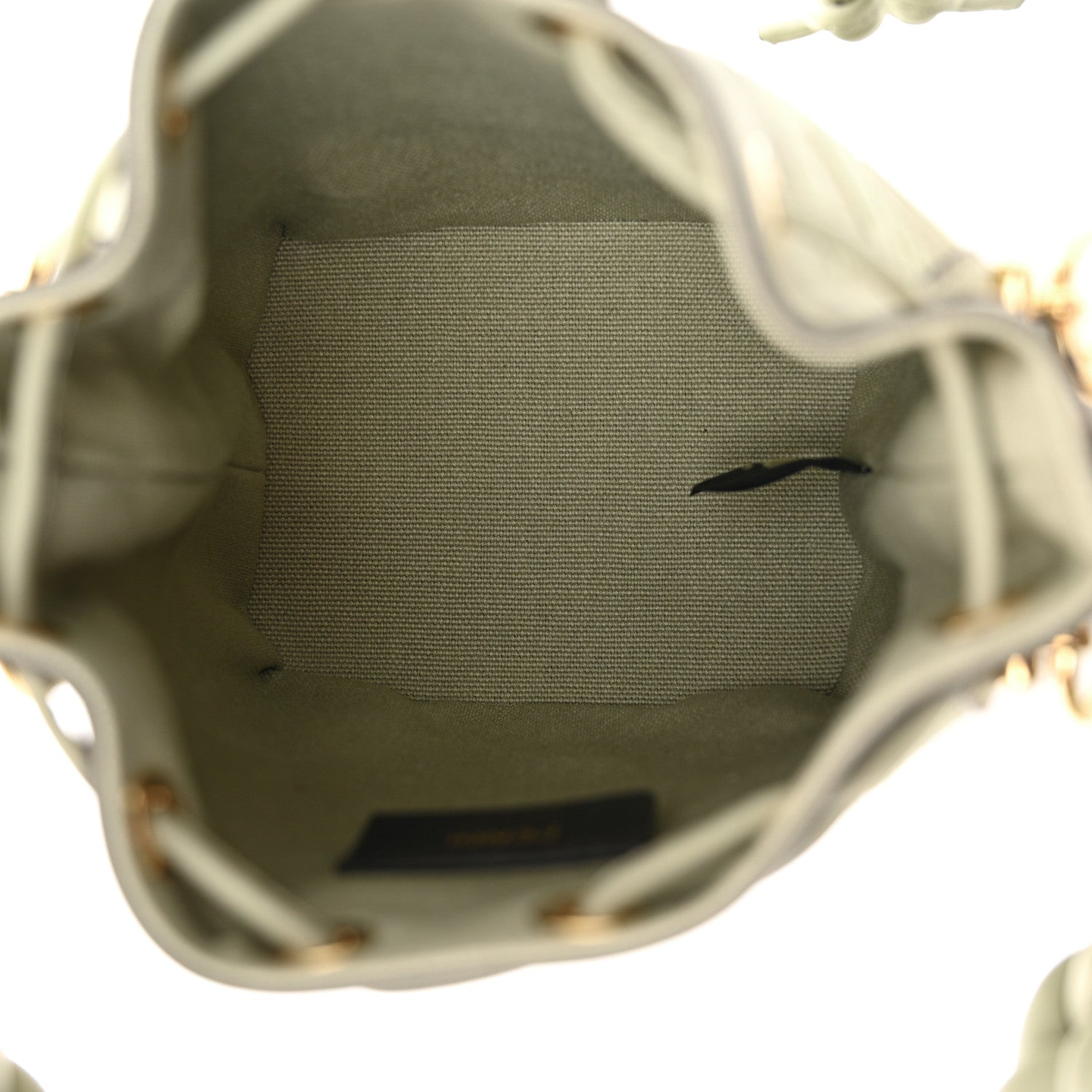 Fendi Canvas Nappa F is Fendi FF Embroidered Mini Mon Tresor Bucket Bag Grezzo White Nuvola 5 of 10