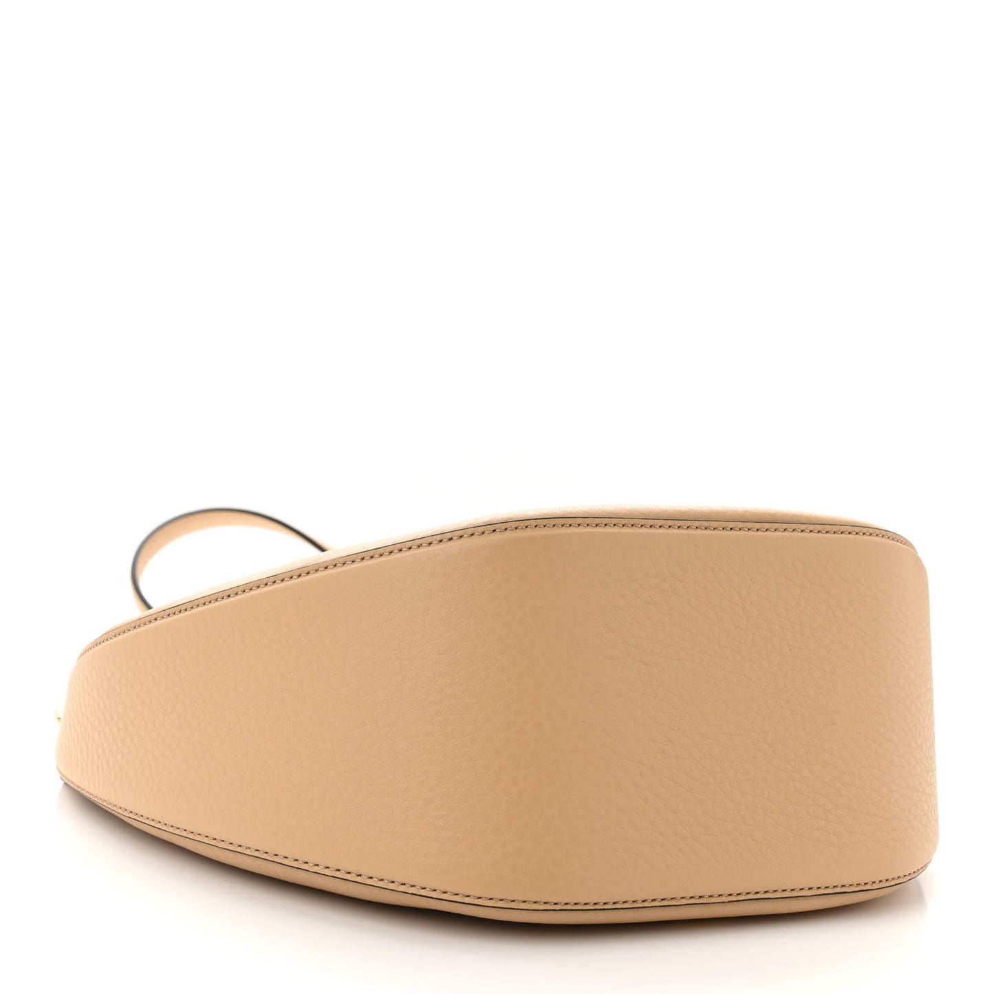 Grainy Calfskin Small Vlogo Moon Hobo Bag Cappuccino