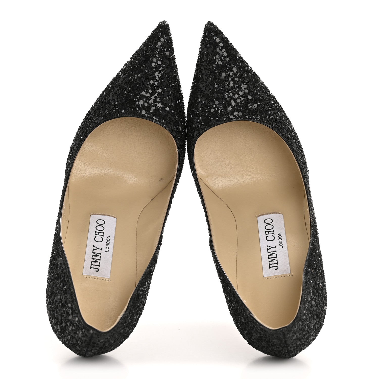 Jimmy Choo Coarse Glitter Pointy Toe Romy 85 Pumps 35 Black 2 of 8