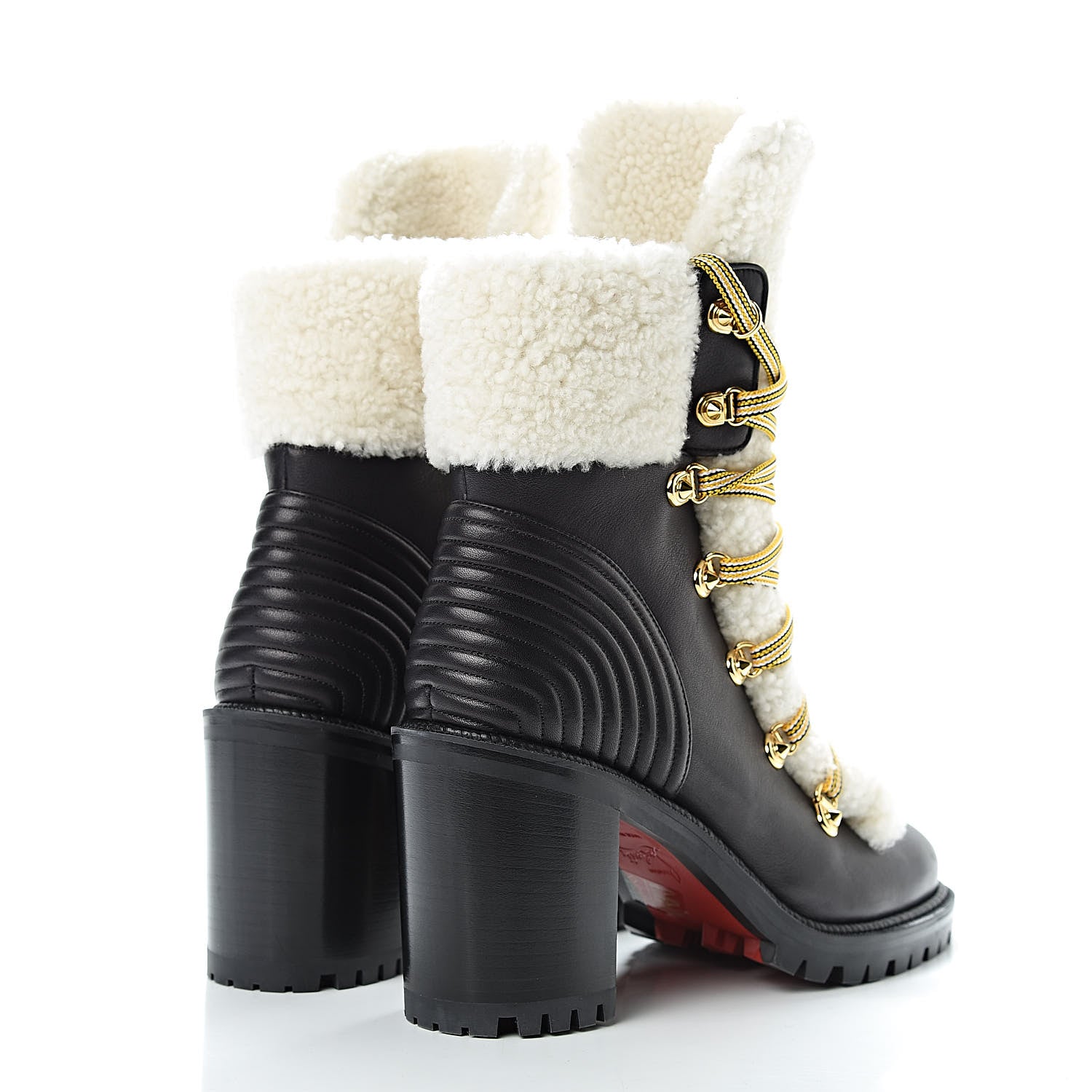 Christian Louboutin Calfskin Shearling Yetita 70 Hiker Booties 40.5 Black 4 of 8