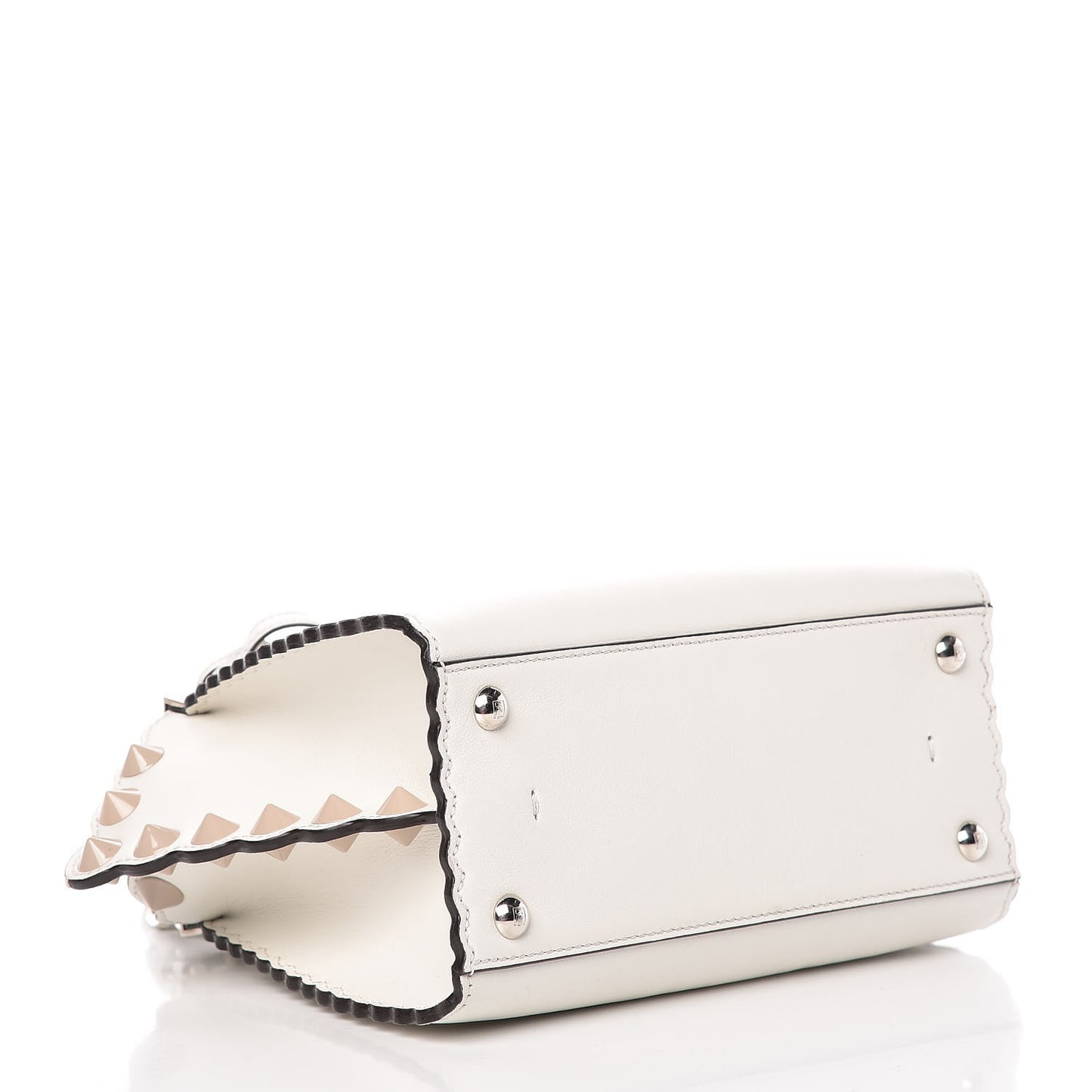 Vitello Dolce Scalloped Studded Mini 3Jours Tote White Ice Nuvola
