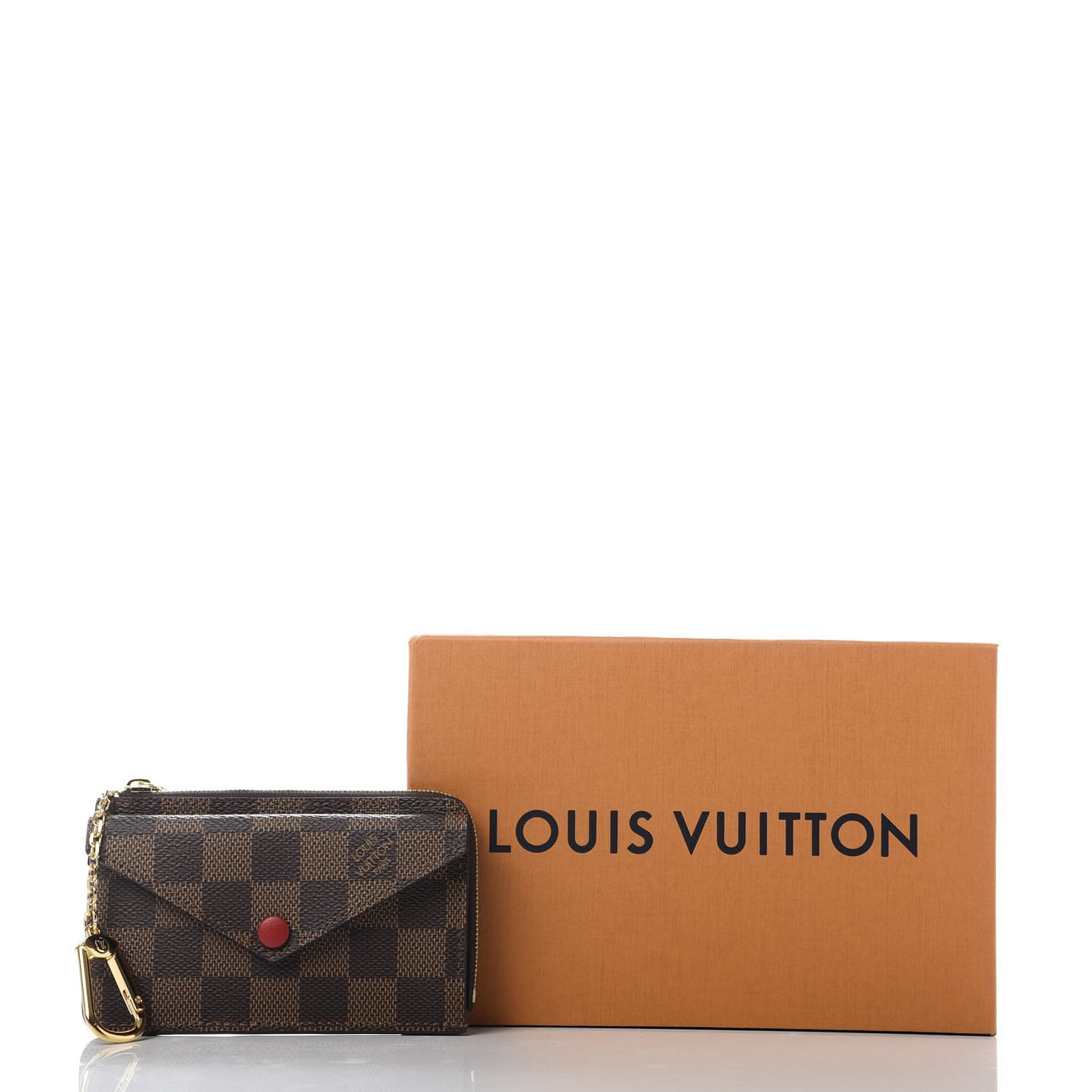 Damier Ebene Recto Verso Card Holder Red