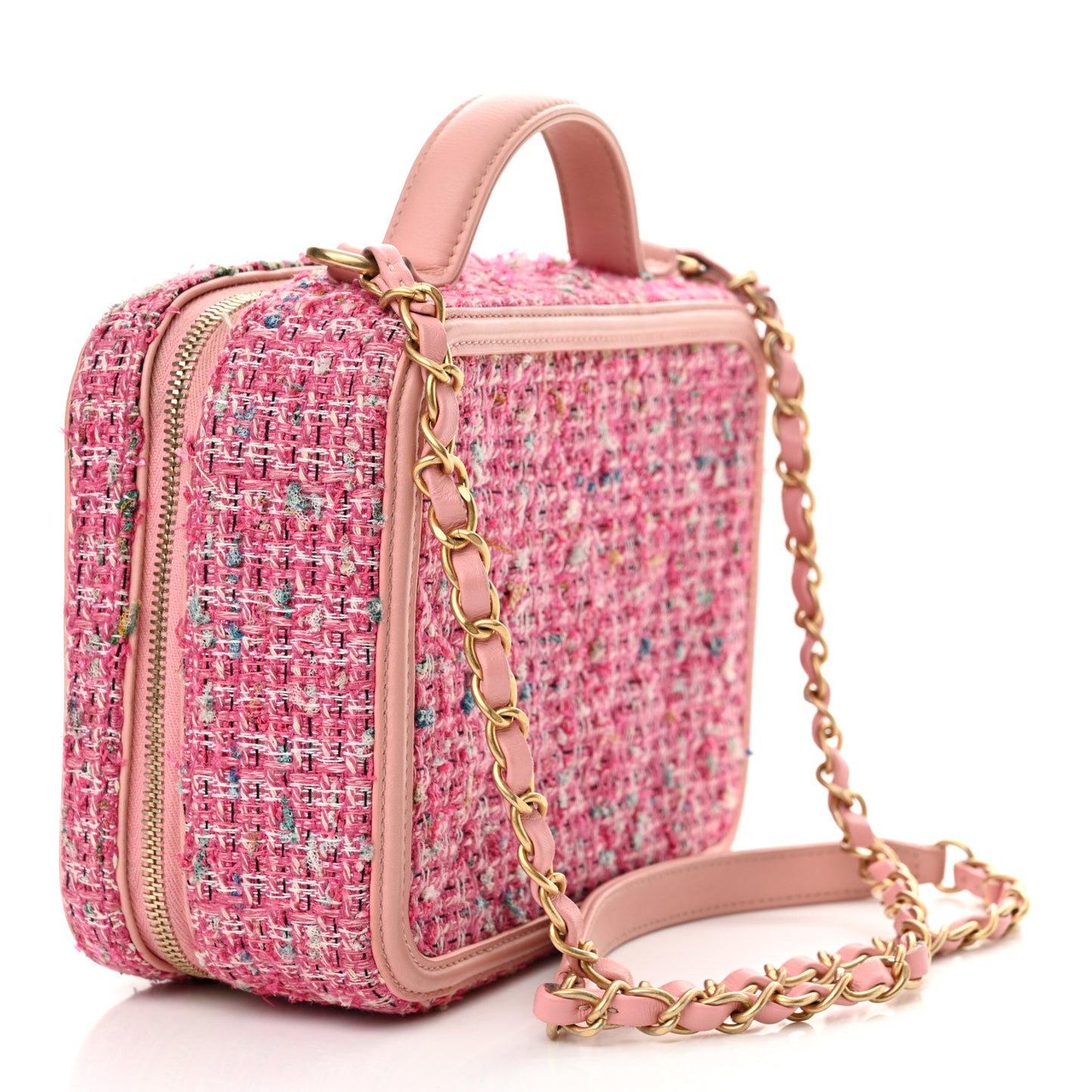 Tweed Quilted Medium CC Filigree Vanity Case Pink