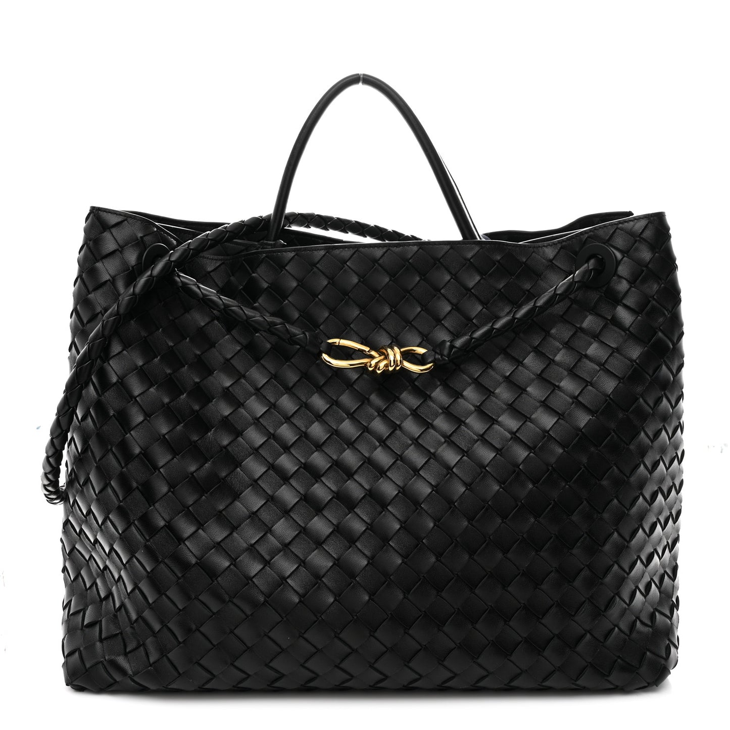 Nappa Intrecciato Large Andiamo Shoulder Bag Black