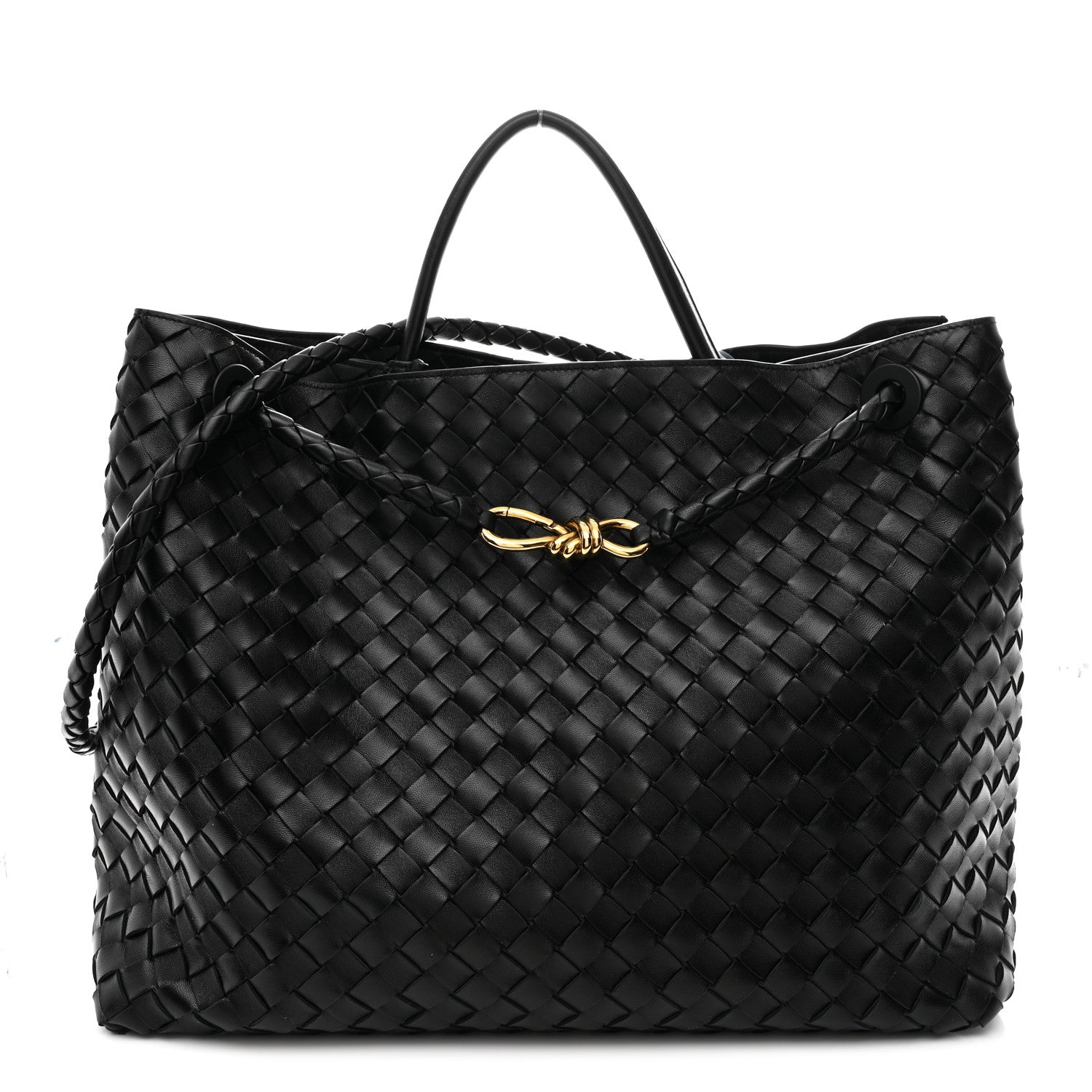 Bottega Veneta Nappa Intrecciato Large Andiamo Shoulder Bag Black 1 of 11