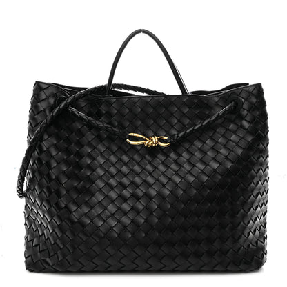 Bottega Veneta Nappa Intrecciato Large Andiamo Shoulder Bag Black 1 of 11