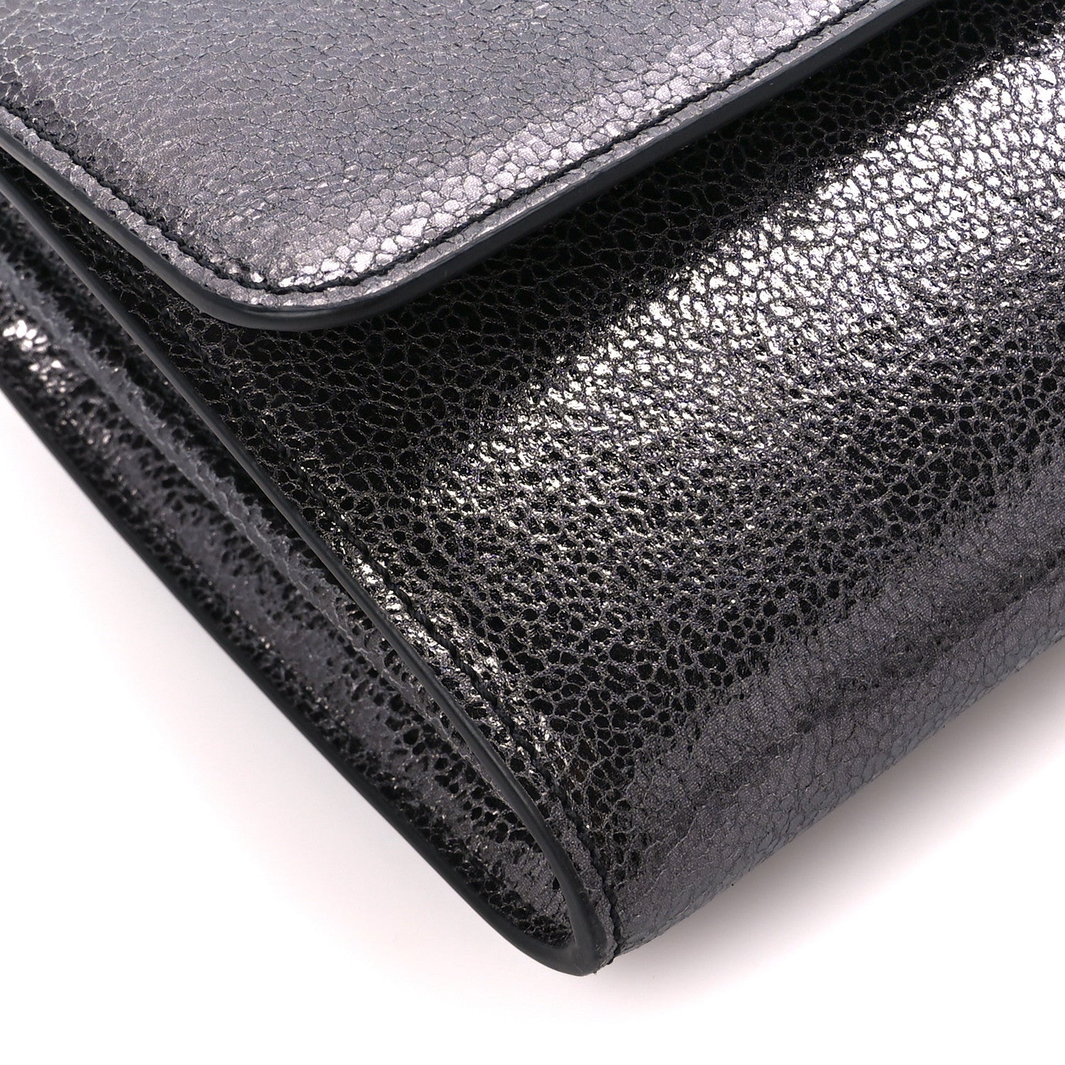 Versace Metallic Calfksin Virtus Wallet On Chain Grey 9 of 11