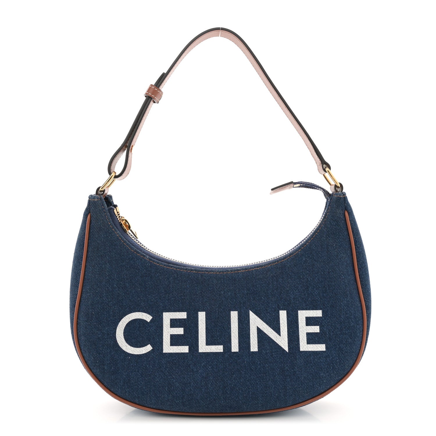 Celine Denim Ava Shoulder Bag Navy Tan 1 of 12