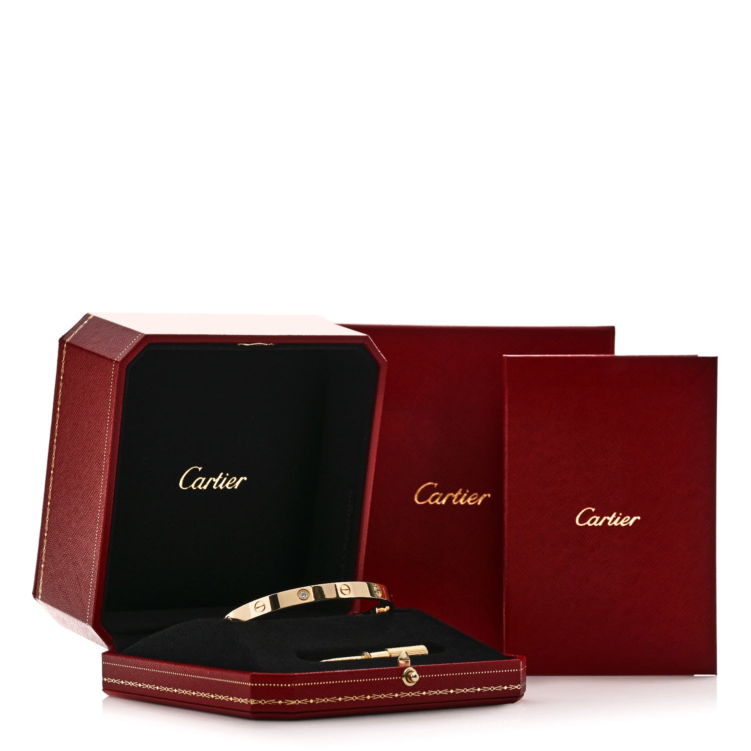 Cartier 18K Yellow Gold 4 Diamond LOVE Bracelet 19 6 of 6
