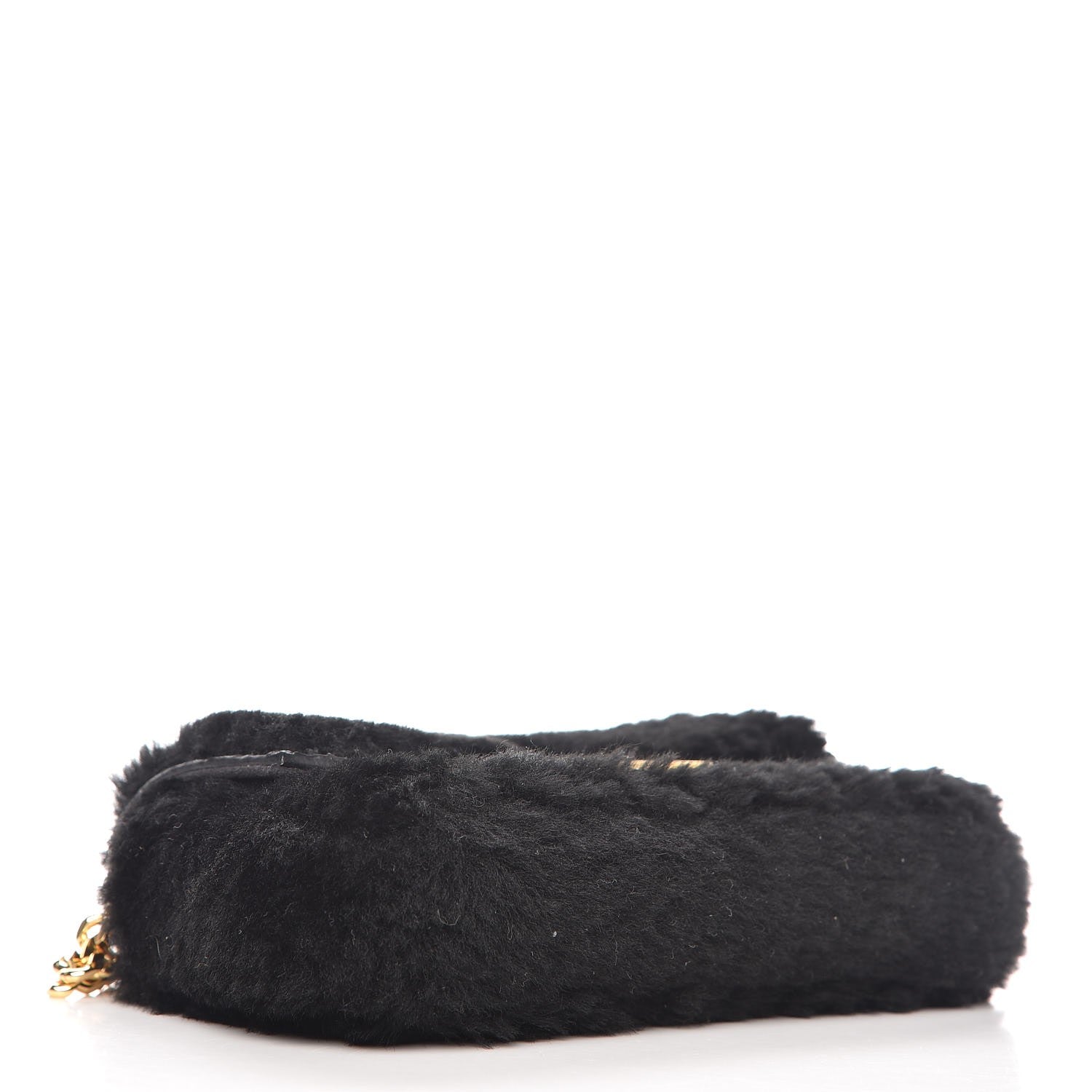 Fendi Shearling Shiny Nappa Micro Baguette Black 4 of 6
