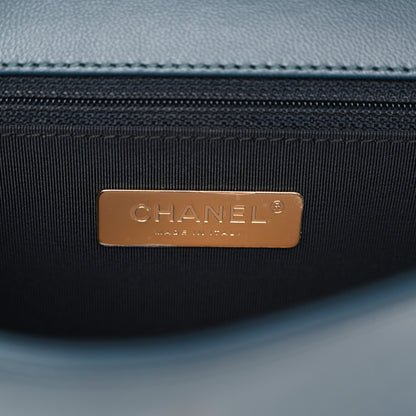 Chanel Lambskin Calfskin Quilted Shoulder Flap Bag Dark Blue Light Blue 6 of 11
