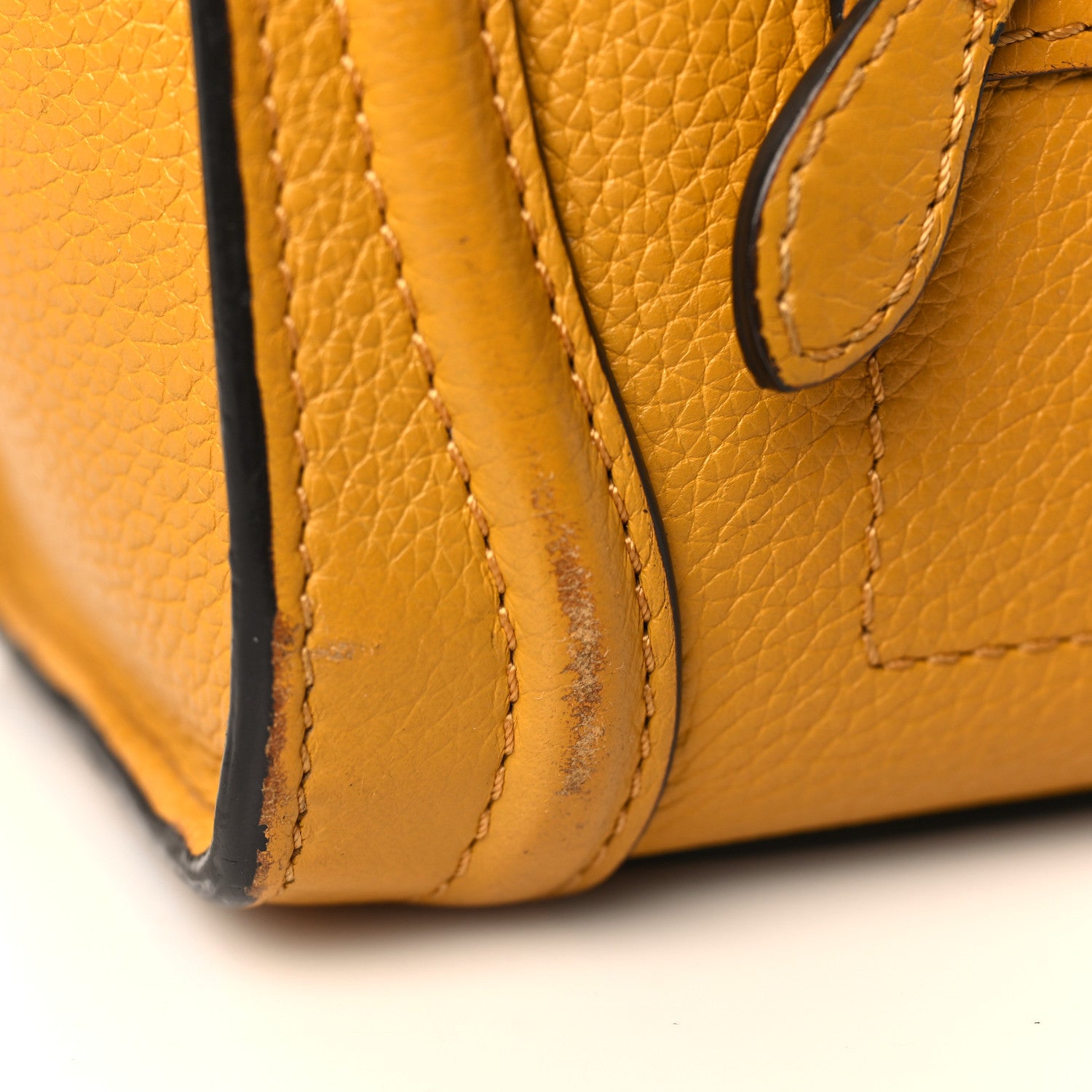 Celine Drummed Calfskin Nano Luggage Ocre 12 of 17