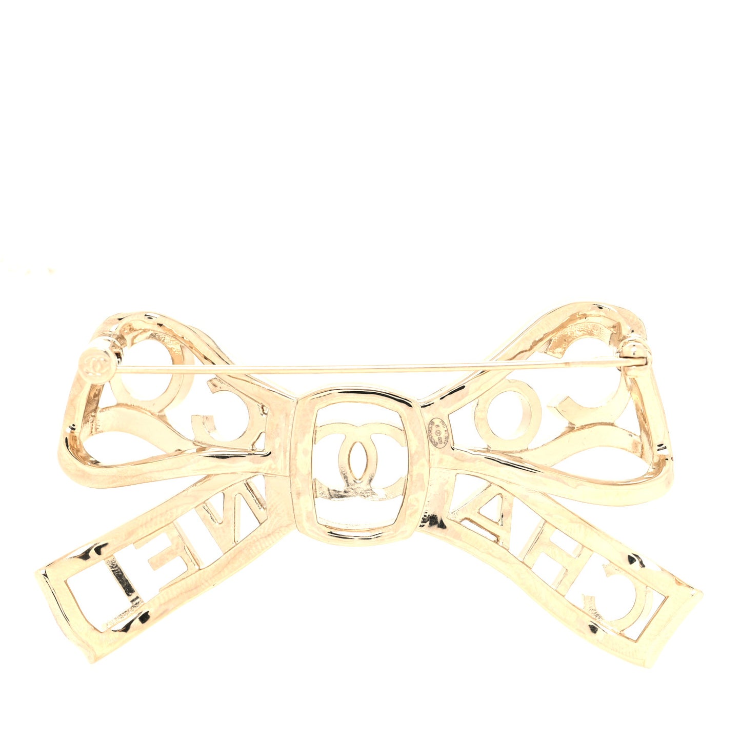 Metal Crystal Bow-tiful CC Brooch Gold