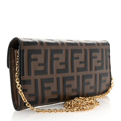 Fendi Vitello Soft F is Fendi Bi-Color FF 1974 Embossed Continental Envelope Wallet On Chain Maya Black 3 of 10