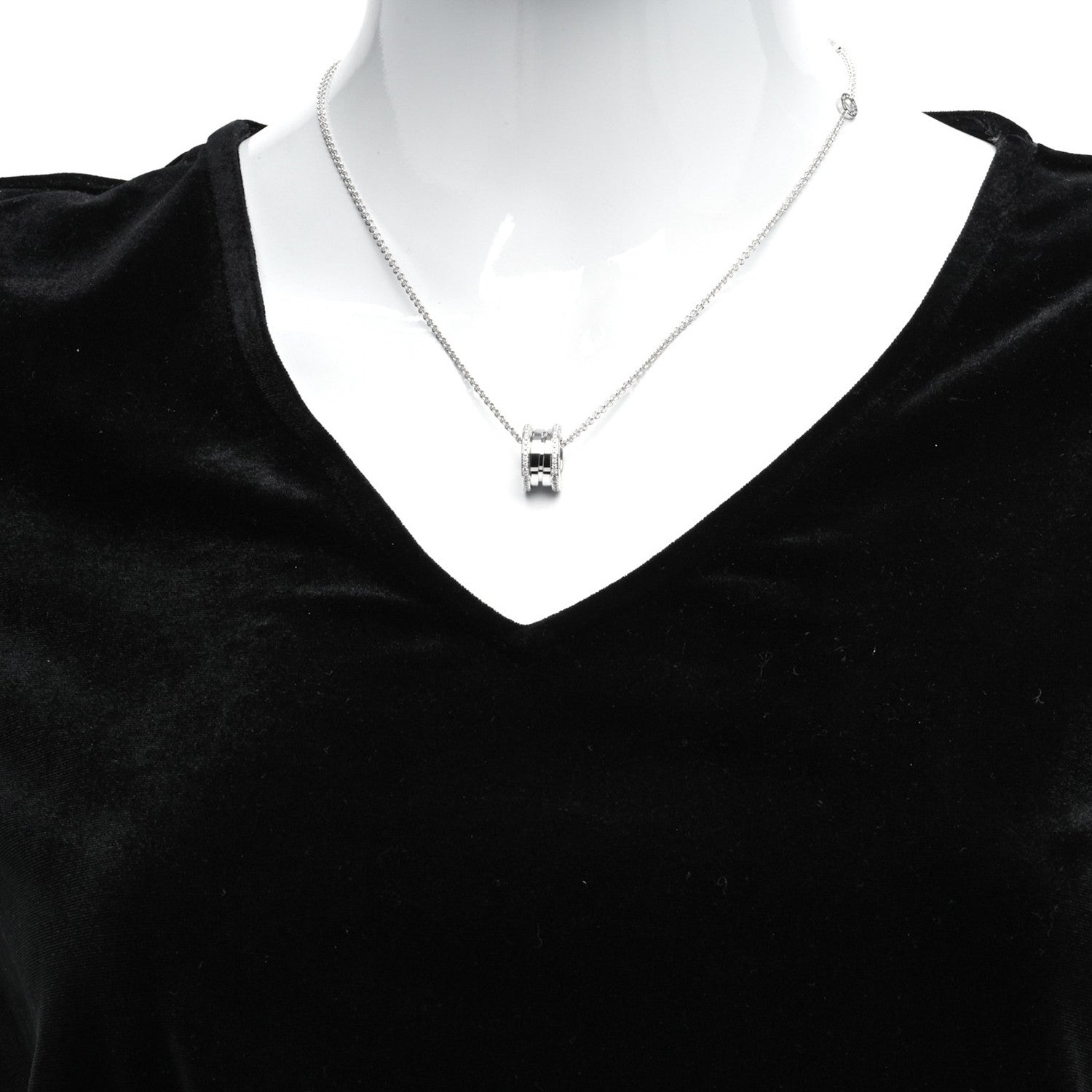 Bulgari 18K White Gold Diamond B.Zero1 Pendant Necklace 2 of 9
