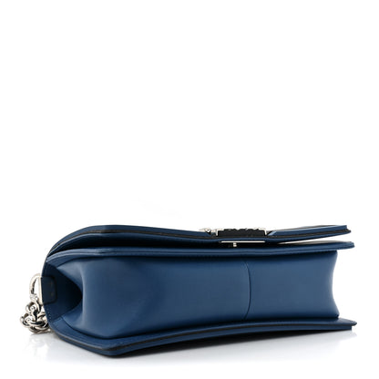 Chanel Lambskin Rubber Quilted Medium Two Tone Boy Flap Blue Black 4 of 15