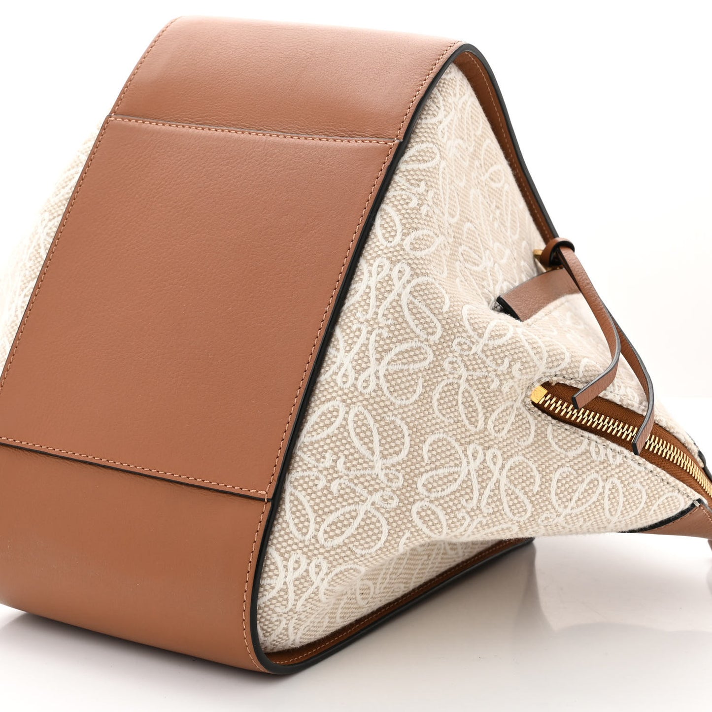 Calfskin Canvas Anagram Small Hammock Shoulder Bag Ecru Tan