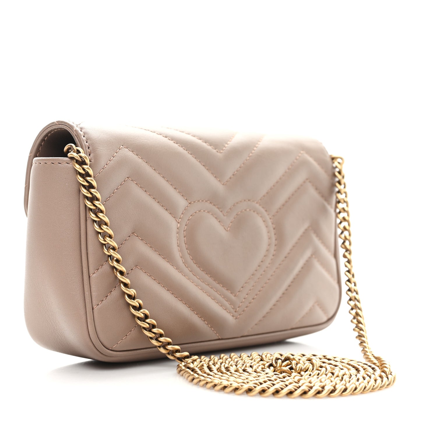 Calfskin Matelasse Super Mini GG Marmont Shoulder Bag Porcelain Rose