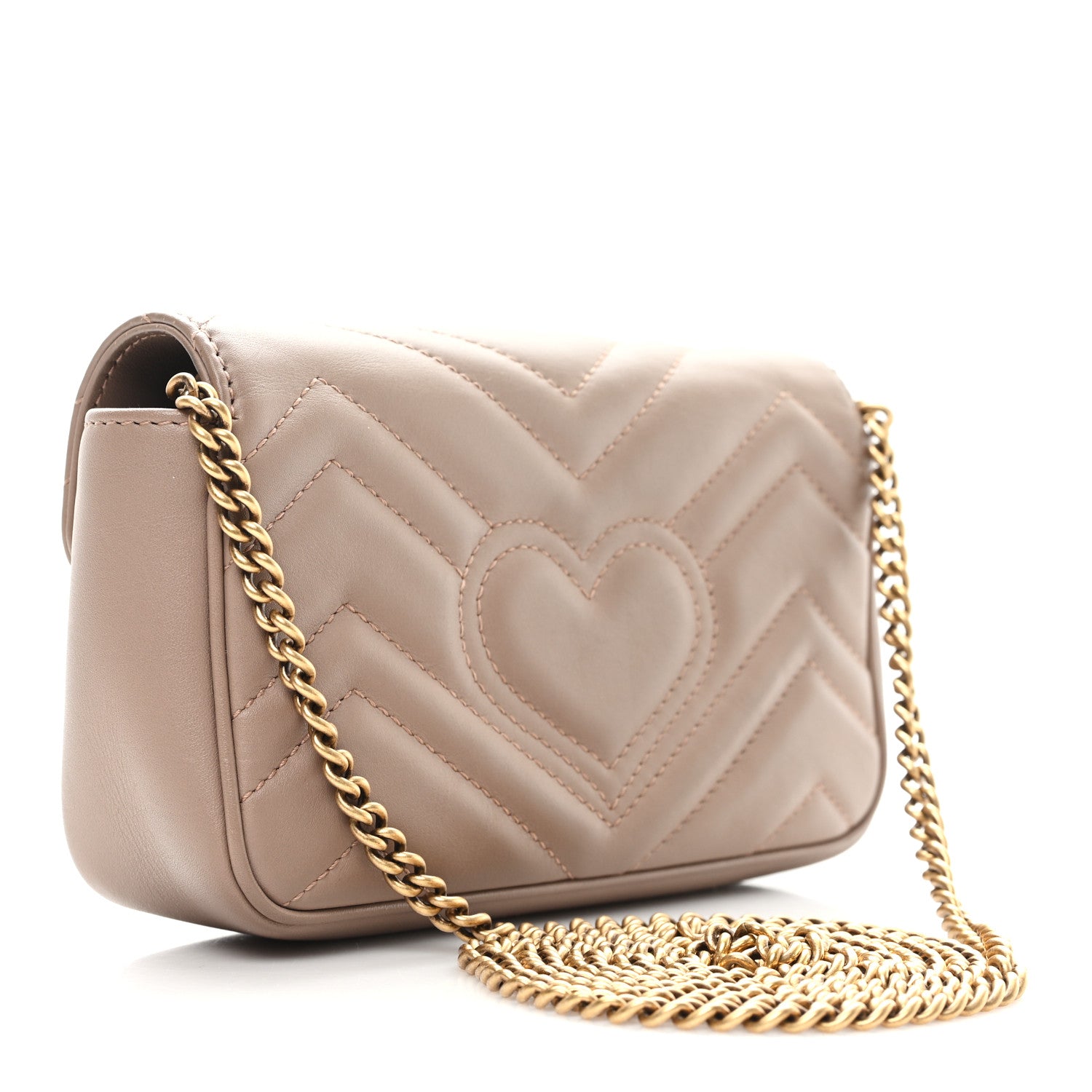 Gucci Calfskin Matelasse Super Mini GG Marmont Shoulder Bag Porcelain Rose 3 of 10