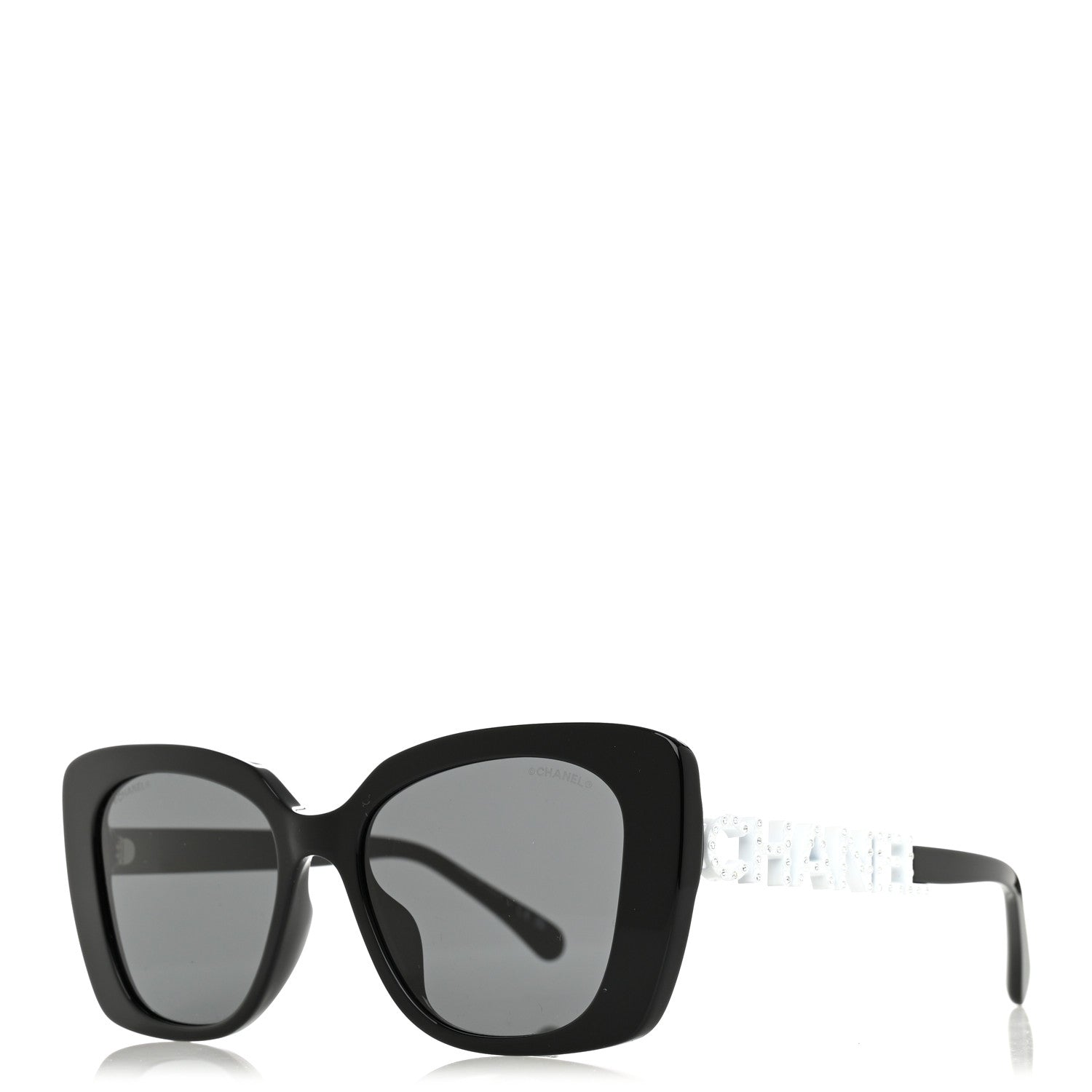 Chanel Acetate Strass Square Sunglasses 5422-B-A Black White 1 of 7