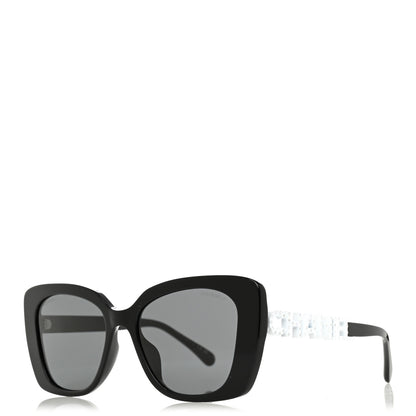 Chanel Acetate Strass Square Sunglasses 5422-B-A Black White 1 of 7