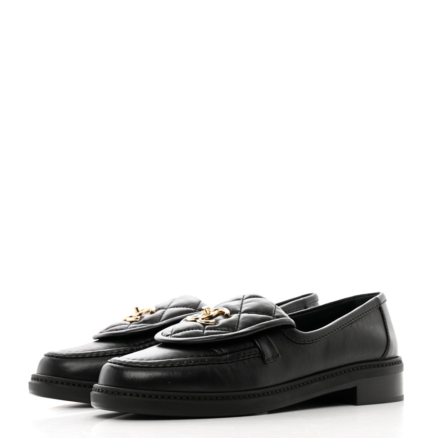 Lambskin Quilted CC Turnlock Loafers 39 Black
