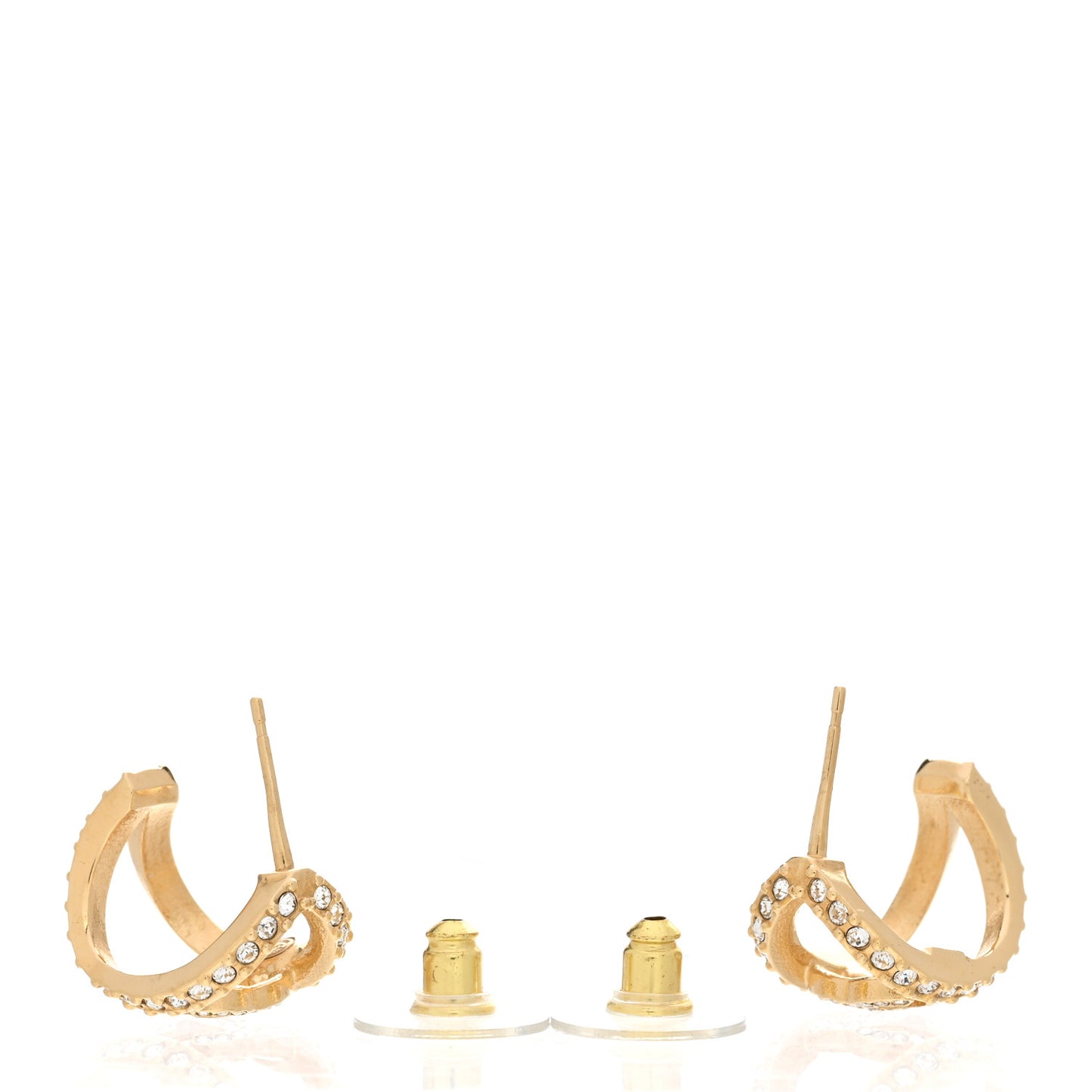 Crystal Strass CC Double Hoop Earrings Gold