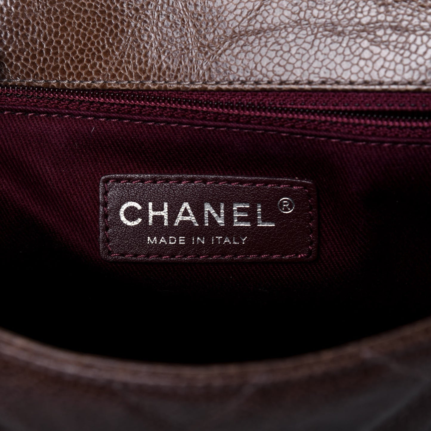 Crumpled Grained Calfskin Medium CC Crave Flap Brown