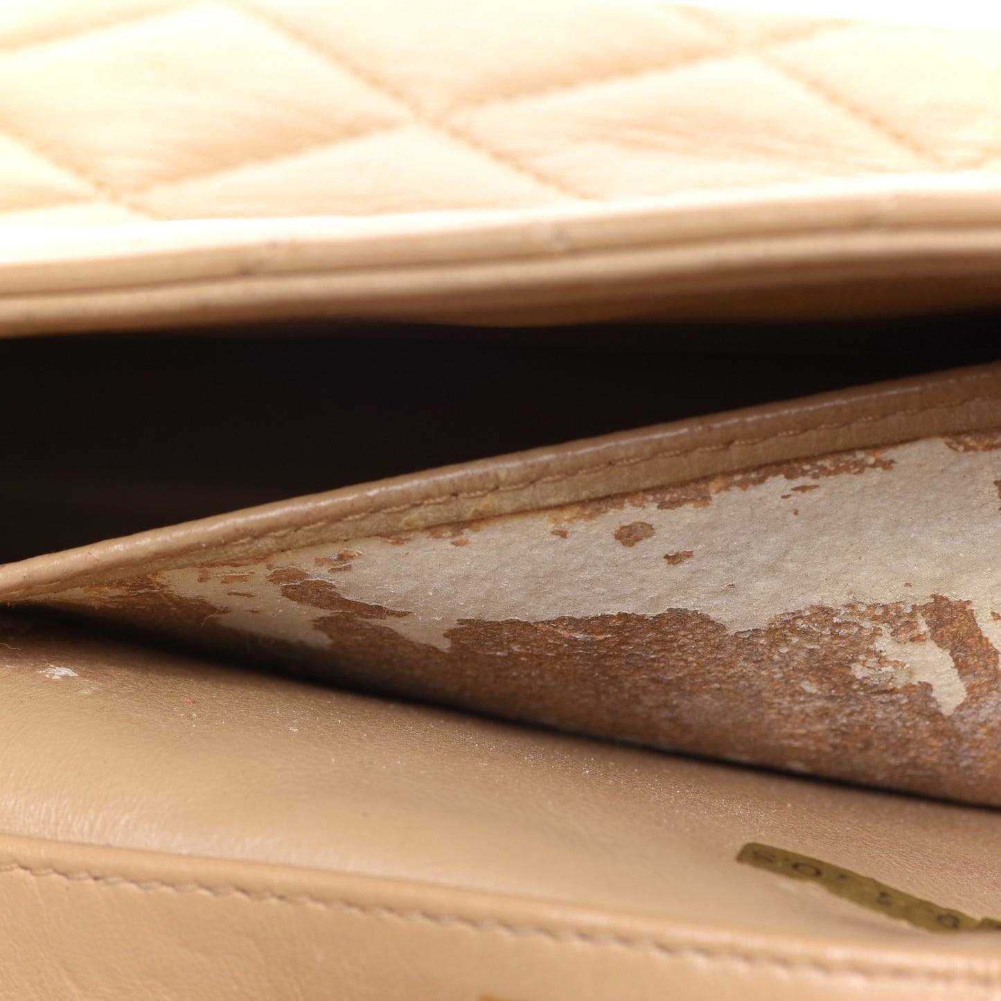 Lambskin Quilted Small Single Flap Beige