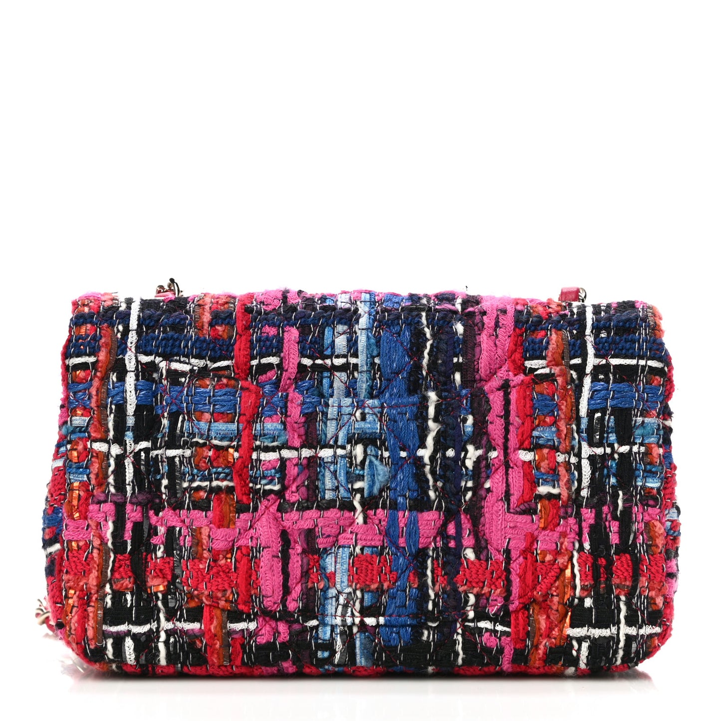 Tweed Quilted Mini Rectangular Flap Red Pink Black