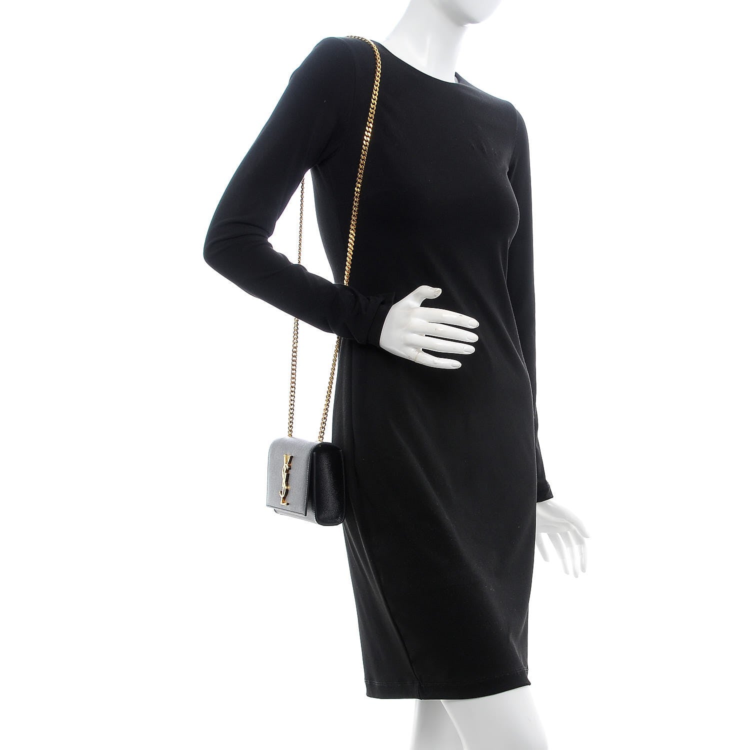 Saint Laurent Grain De Poudre Small Monogram Kate Satchel Black 2 of 8
