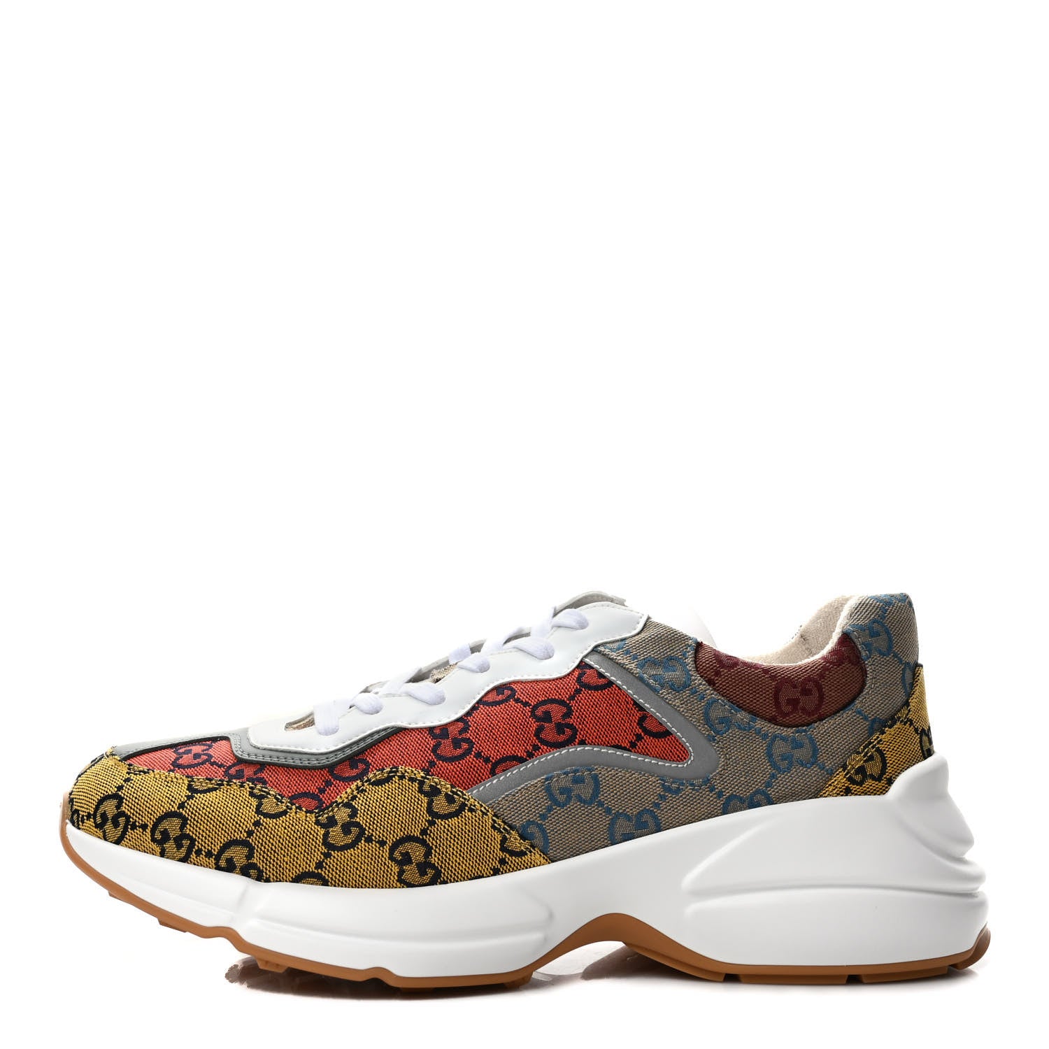 Gucci Monogram Multicolor Mens Rhyton Sneakers 10.5 Yellow Blue Great White Tabasco 1 of 8