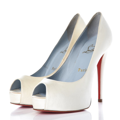 Christian Louboutin Satin Very Prive 120 Pumps 35.5 Ivory 3 of 10