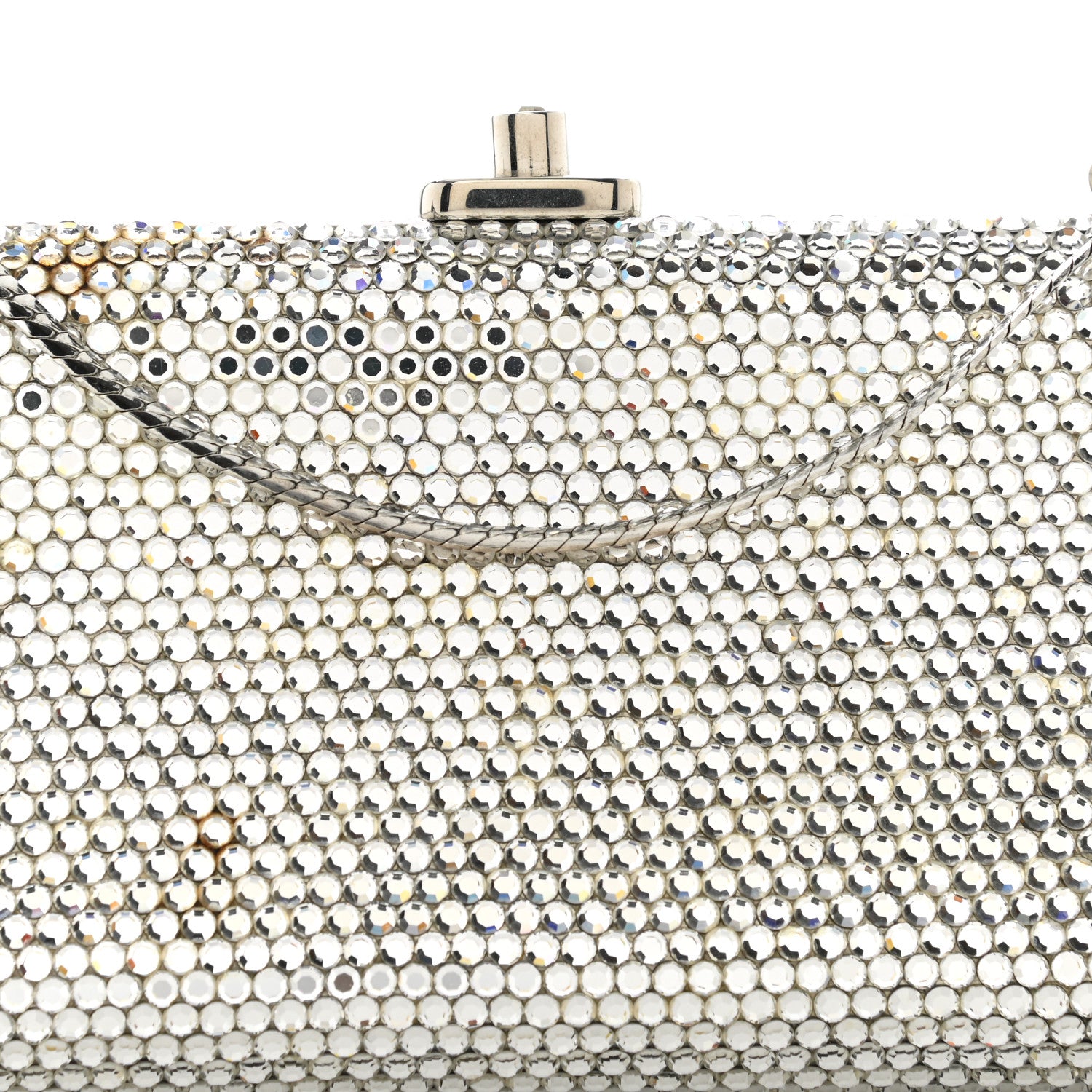 Judith Leiber Swarovski Crystal Minaudiere Clutch Silver 6 of 11