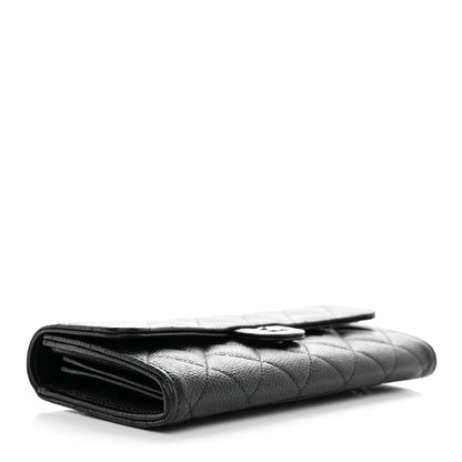 Chanel Caviar Quilted Large Gusset Flap Wallet Black 4 of 9