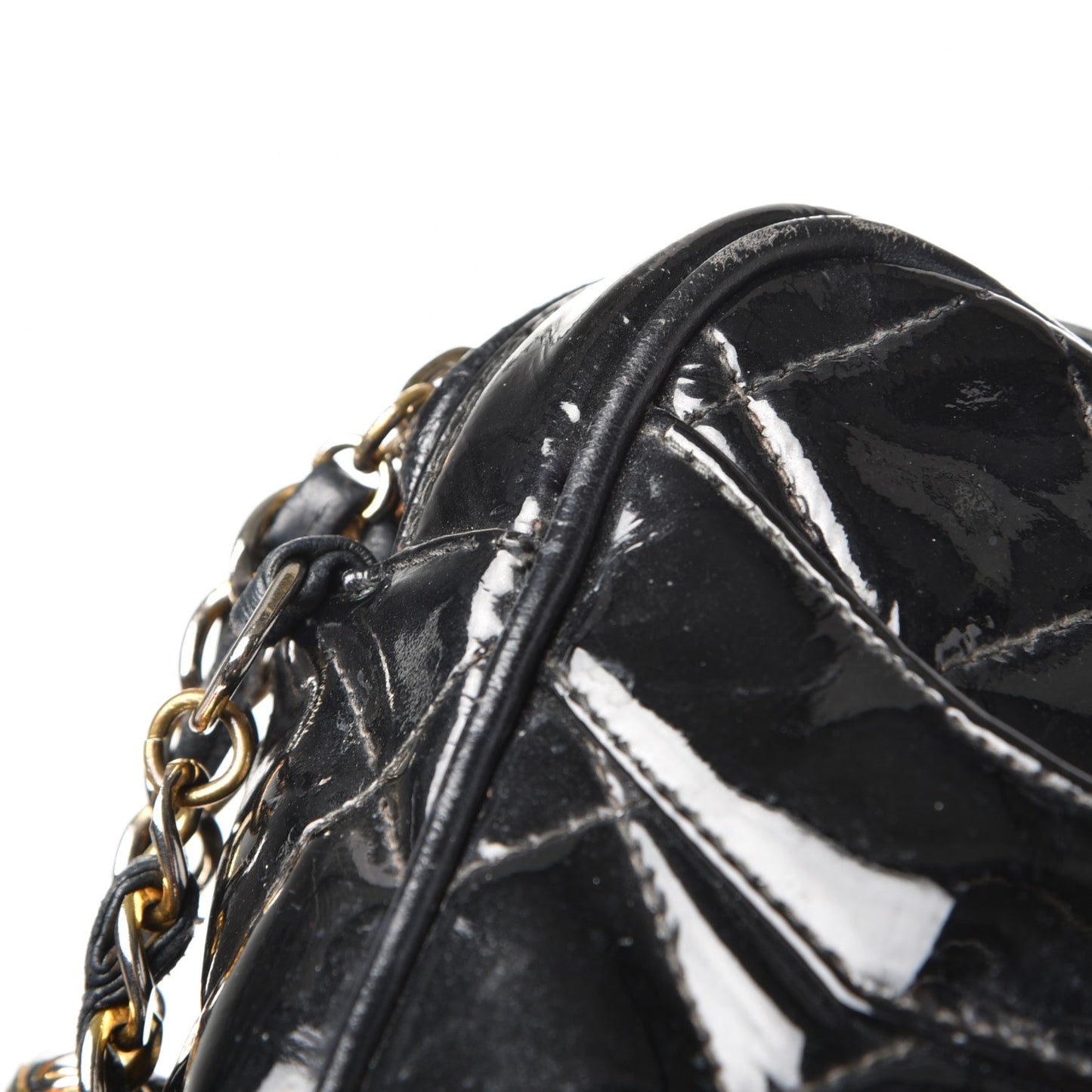 Patent Quilted Tassel Camera Case Black