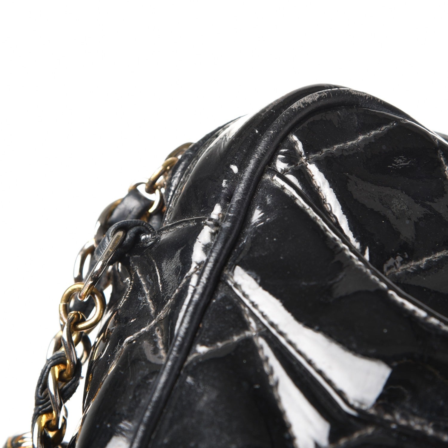 Chanel Patent Quilted Tassel Camera Case Black 10 of 16