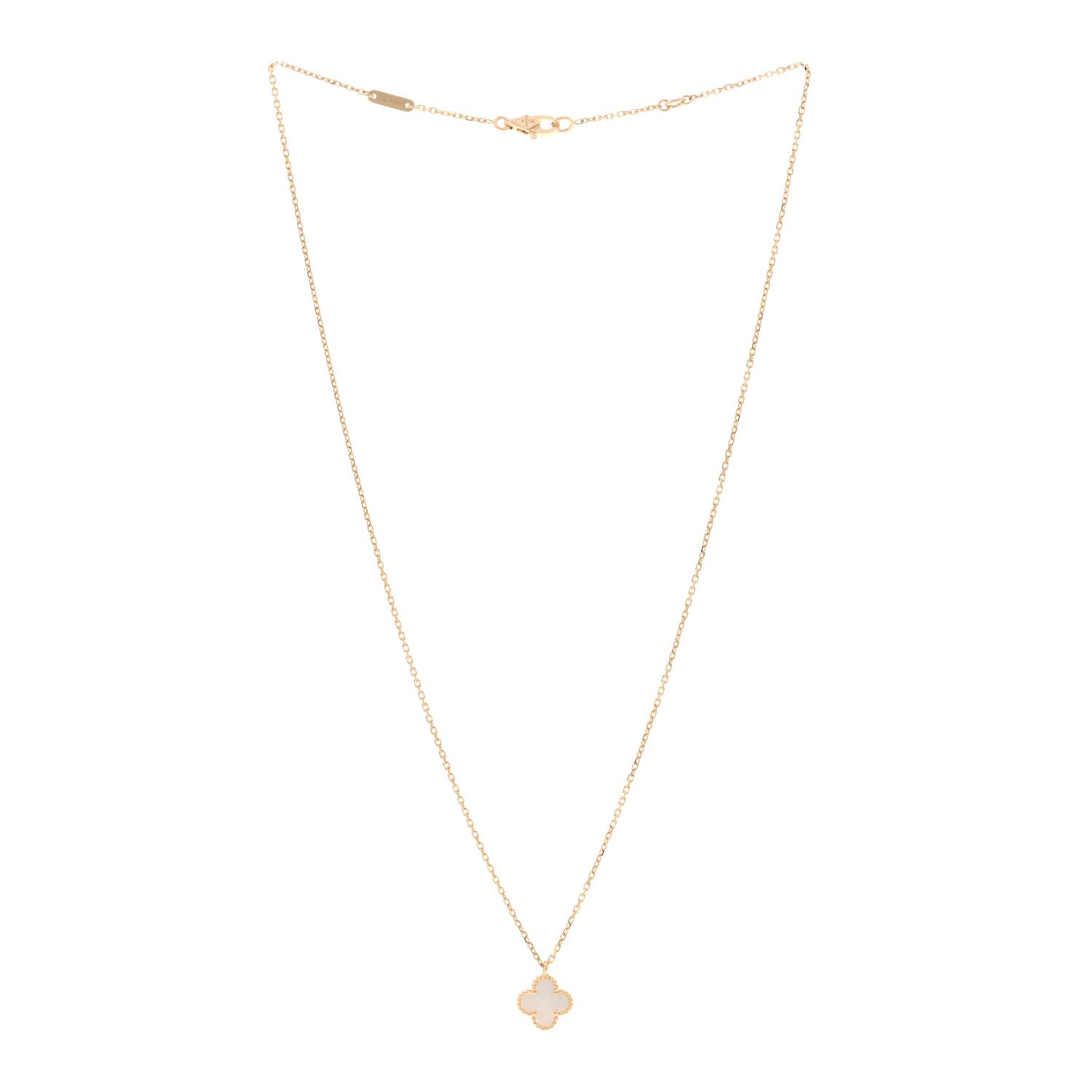 Van Cleef & Arpels 18K Yellow Gold Mother of Pearl Sweet Alhambra Pendant Necklace 3 of 6