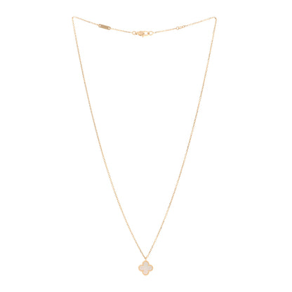 Van Cleef & Arpels 18K Yellow Gold Mother of Pearl Sweet Alhambra Pendant Necklace 3 of 6