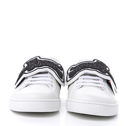 Gucci Calfskin Ayers Crystal Web Panther Embroidered Womens Ace Sneakers 39 White 2 of 10