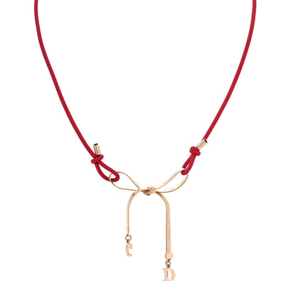 Christian Dior Bow CD Necklace Red Gold 1 of 5