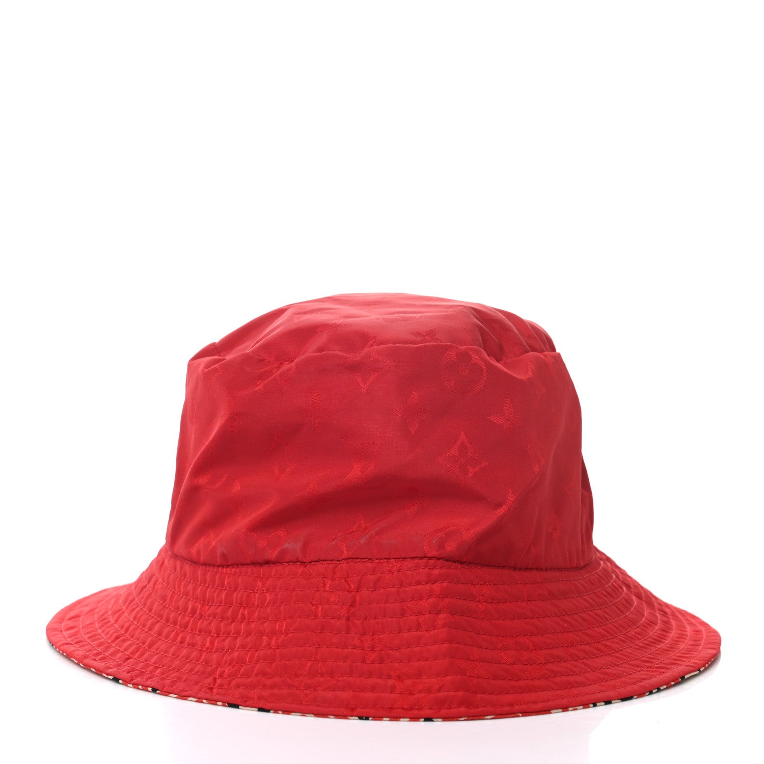 Louis Vuitton Nylon Canvas Monogram Giant Crafty Reversible Bucket Hat Creme Rouge 6 of 15