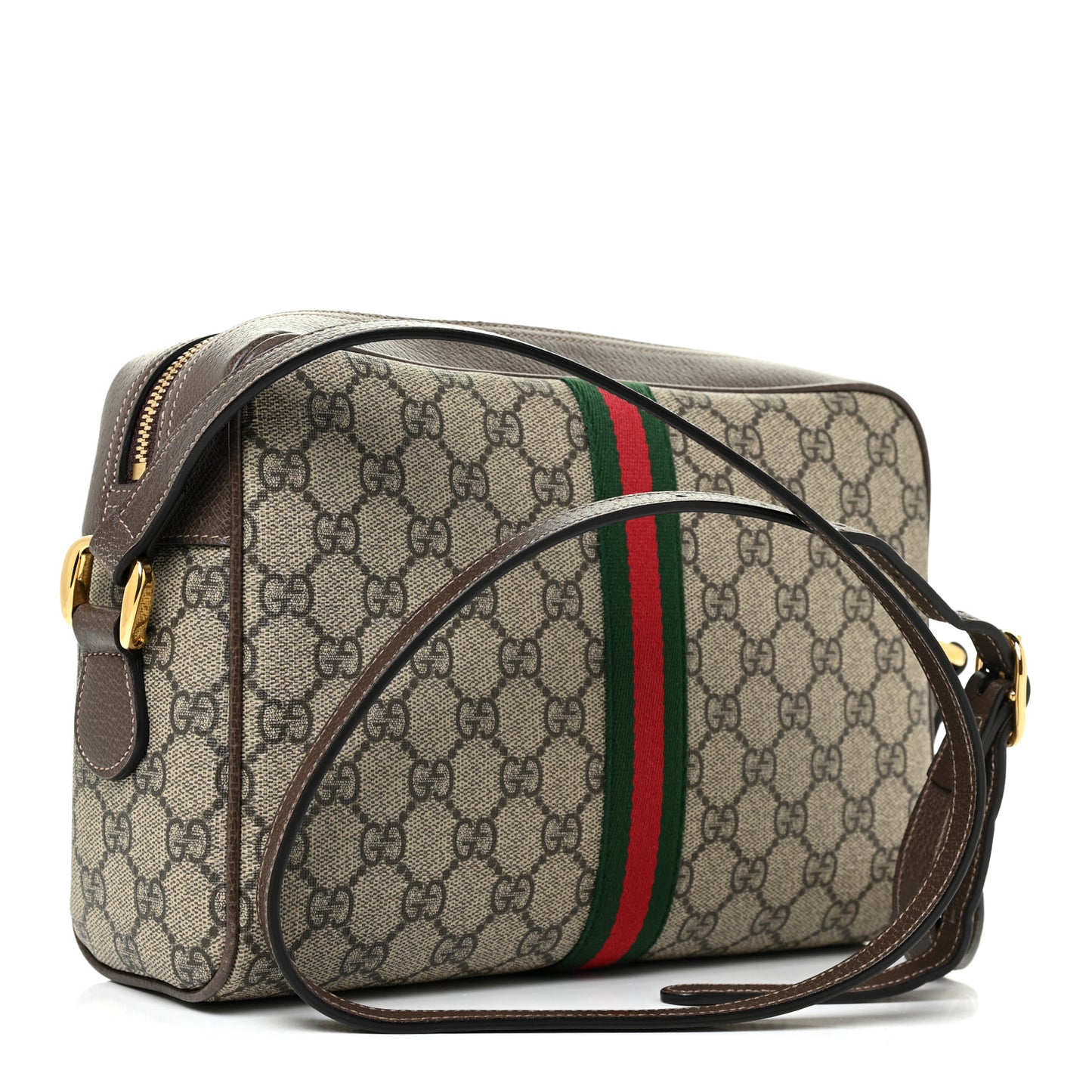 GG Supreme Monogram Web Small Ophidia Shoulder Bag Brown