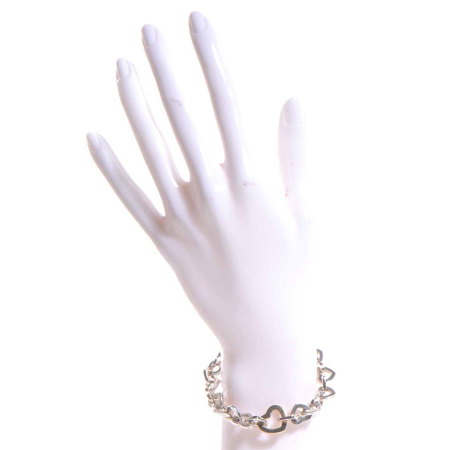 Sterling Silver 18K Yellow Gold Heart Links Bracelet