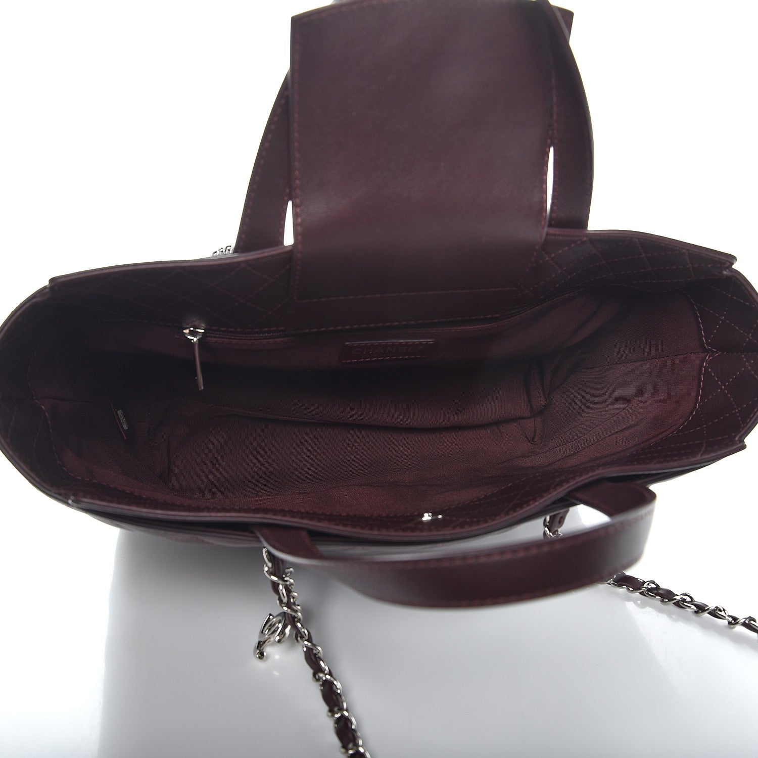 Chanel Calfskin Quilted Large Shopping Tote Burgundy 6 of 8