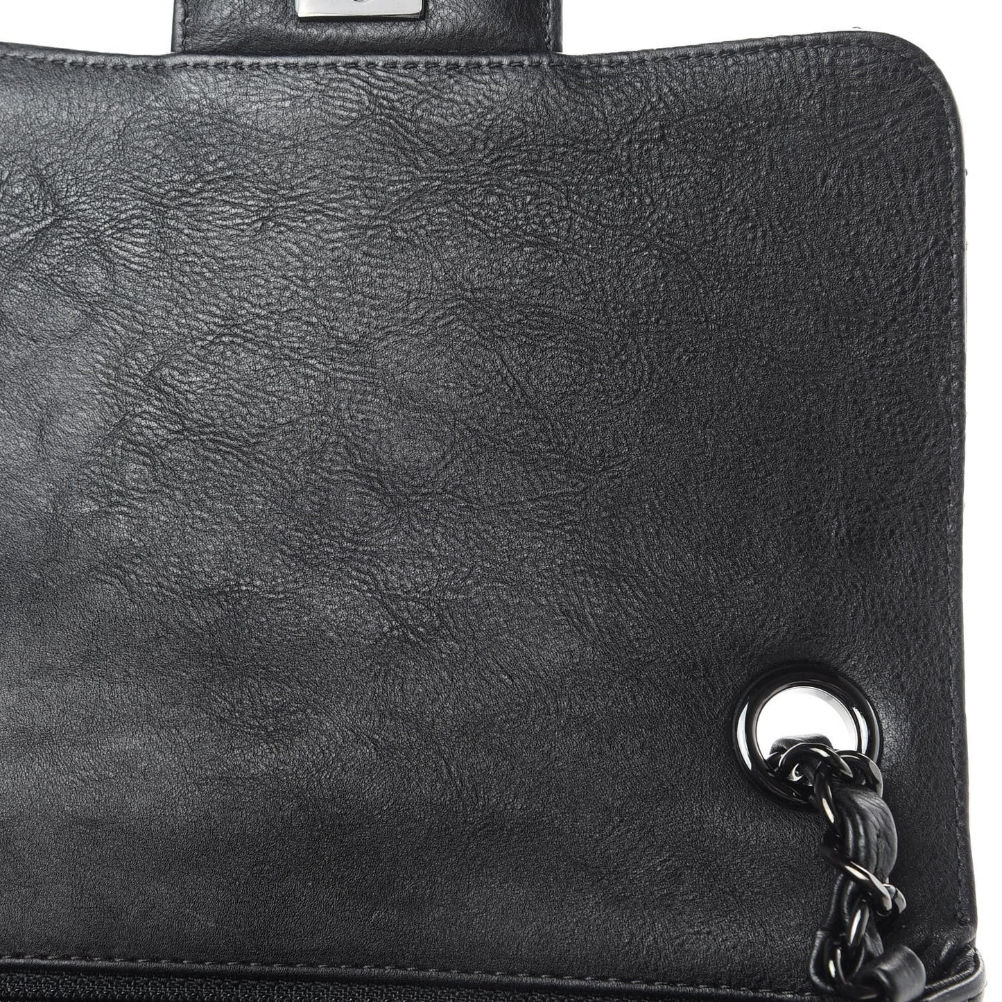 Crumpled Calfskin Quilted Mini Square Flap So Black