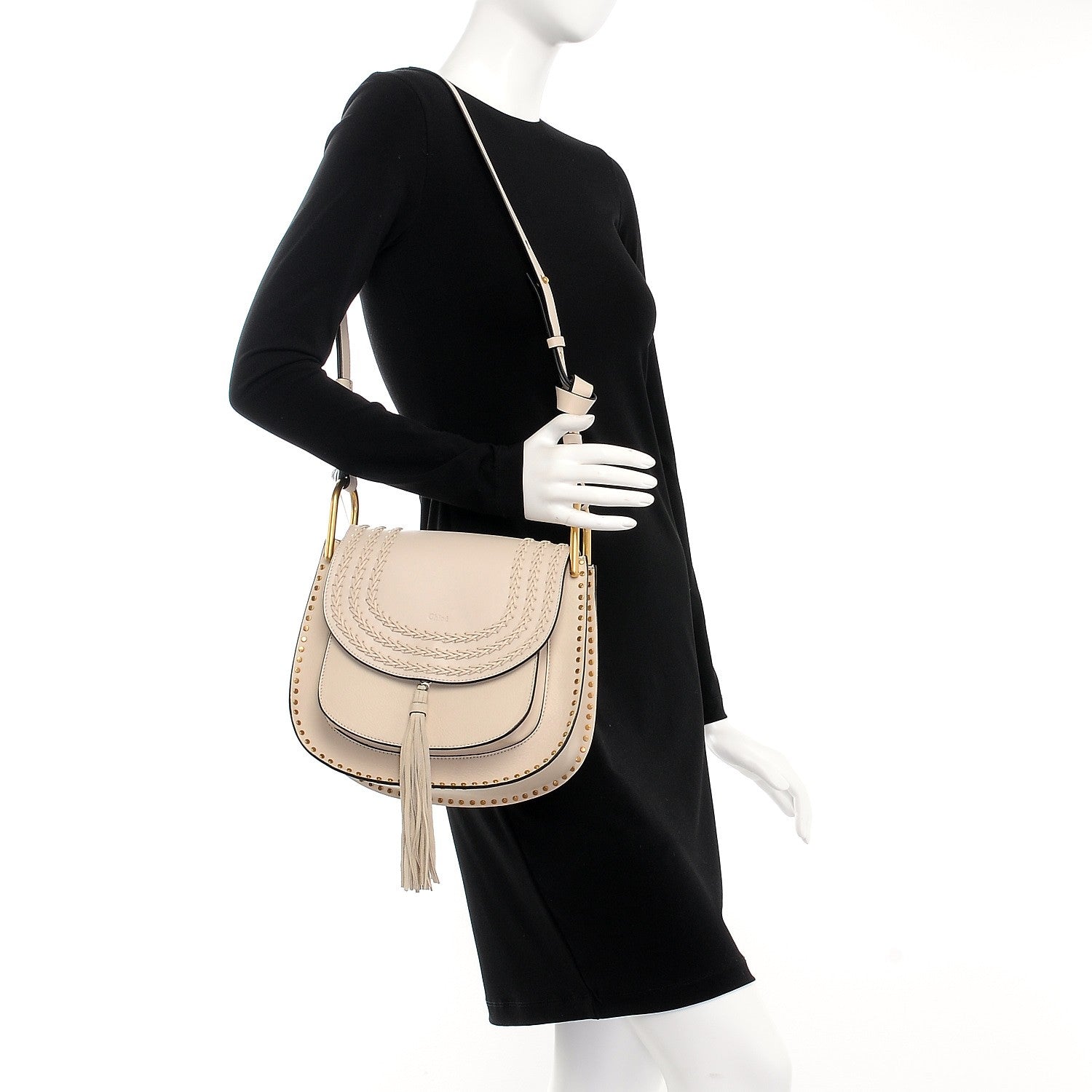 Chloe Calfskin Braided Medium Hudson Shoulder Bag Abstract White 2 of 8